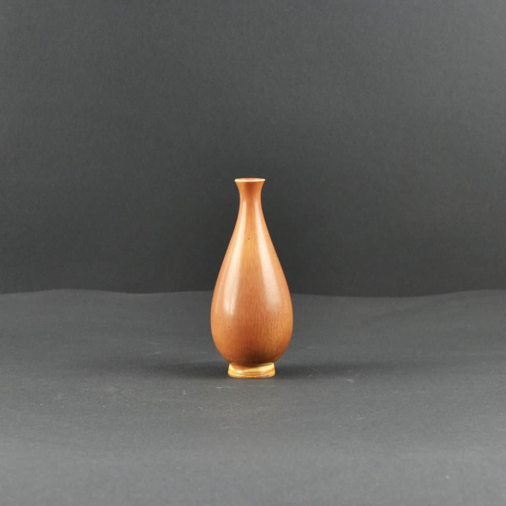 Vase, light brown ceramic, by B. Friberg, Gustavsberg, Sweden, 1950s. - 829