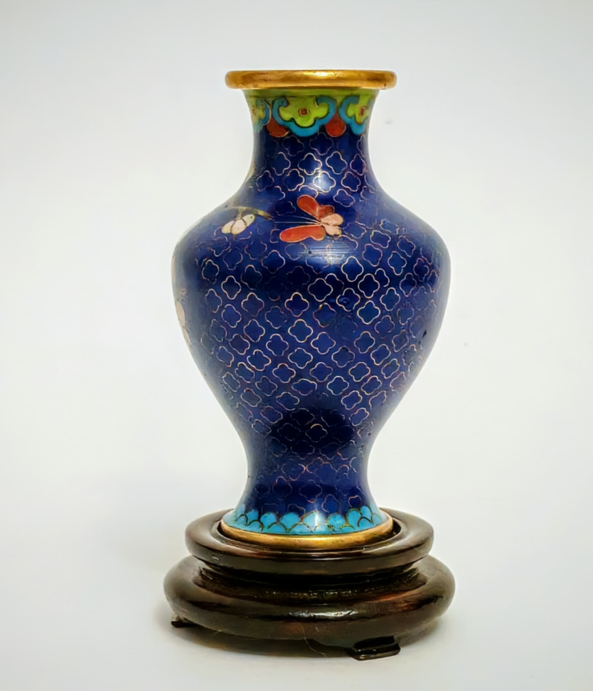 Wazon cloisonné, niebieski, Chiny, lata 50. - 123906