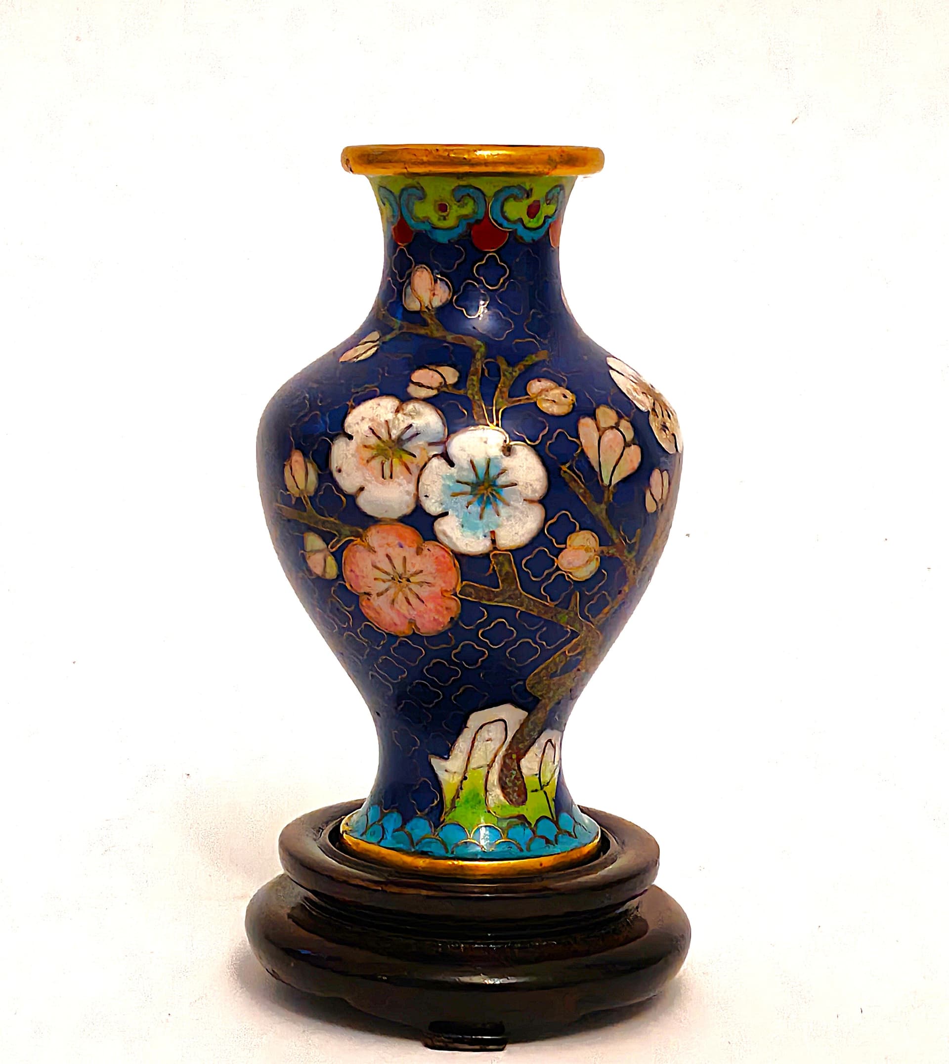 Wazon cloisonné, niebieski, Chiny, lata 50. - 104745