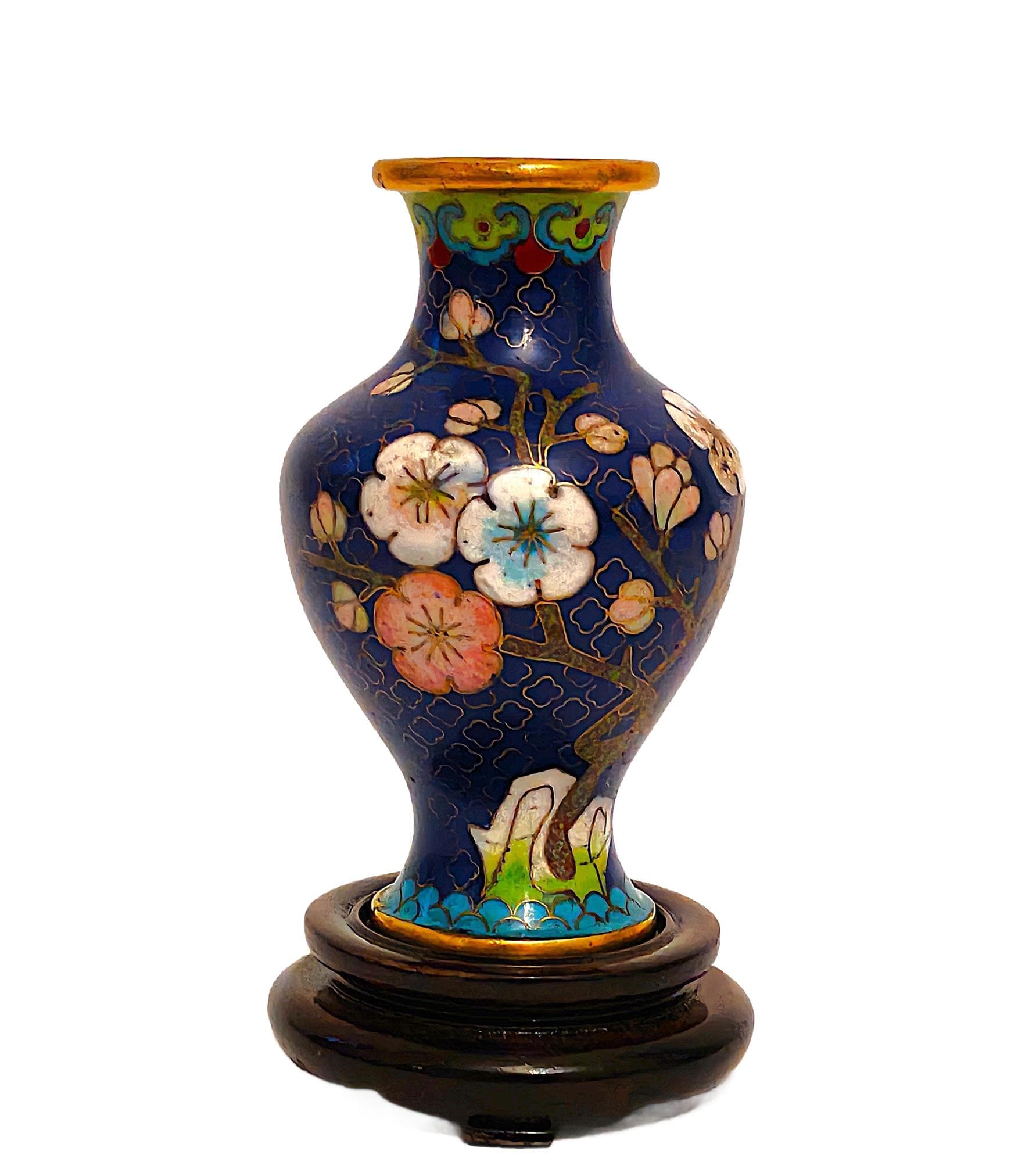 Wazon cloisonné, niebieski, Chiny, lata 50.