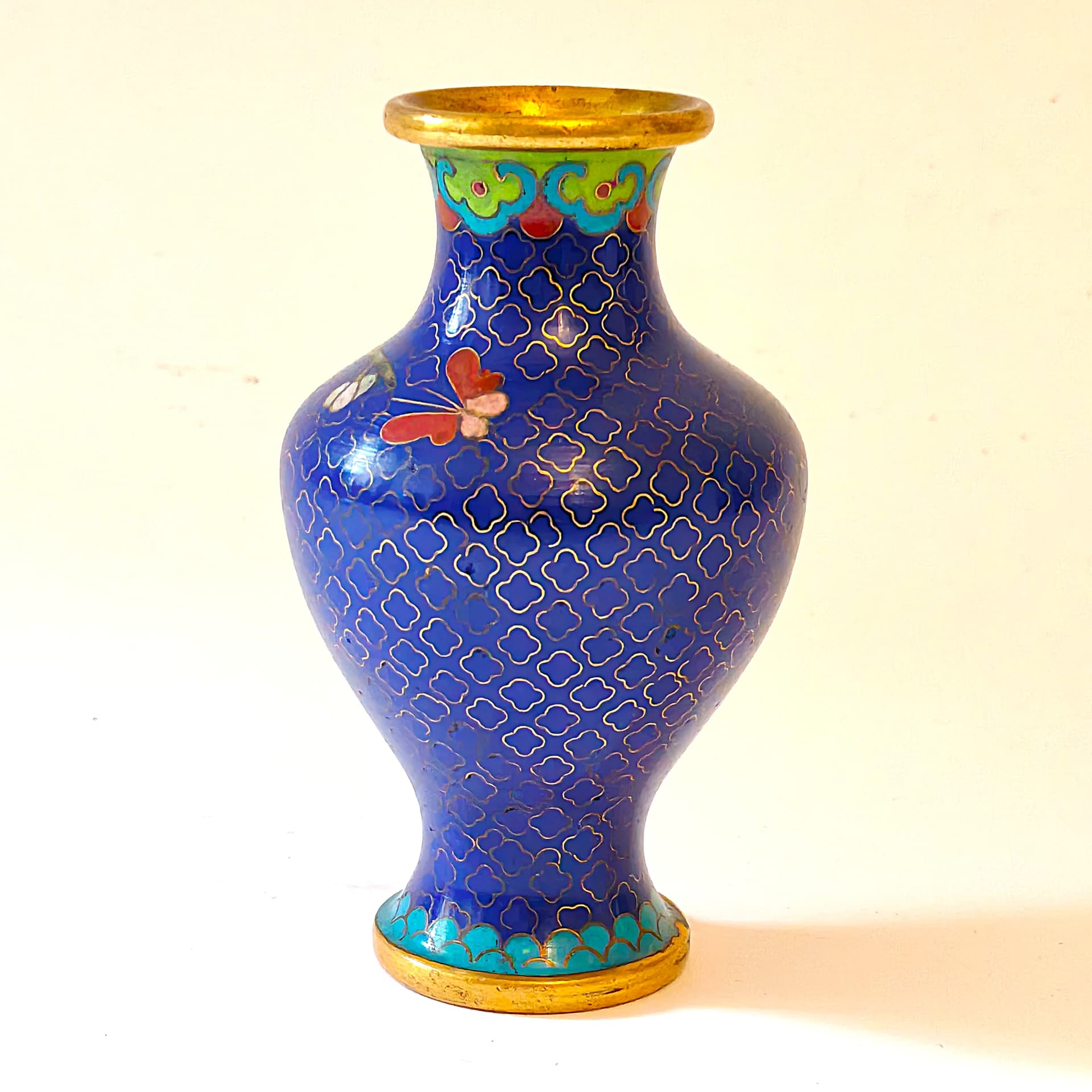 Wazon cloisonné, niebieski, Chiny, lata 50. - 104750