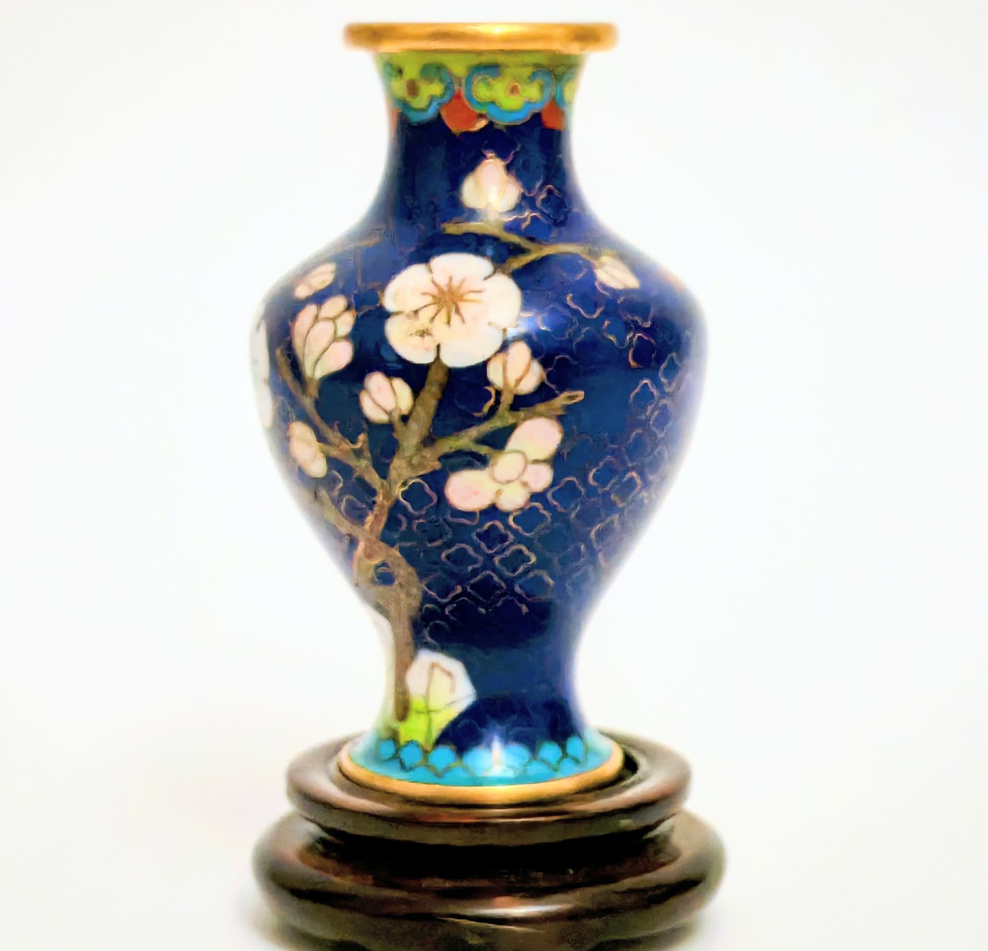 Wazon cloisonné, niebieski, Chiny, lata 50. - 123905