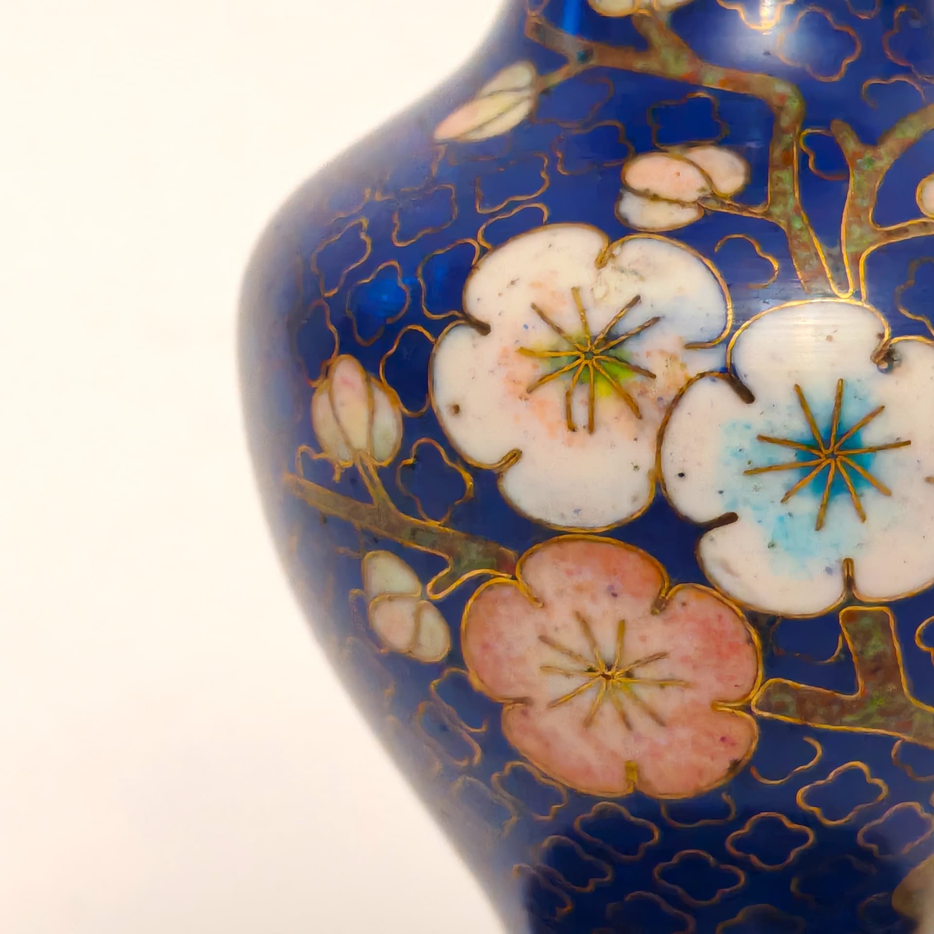 Wazon cloisonné, niebieski, Chiny, lata 50. - 104753