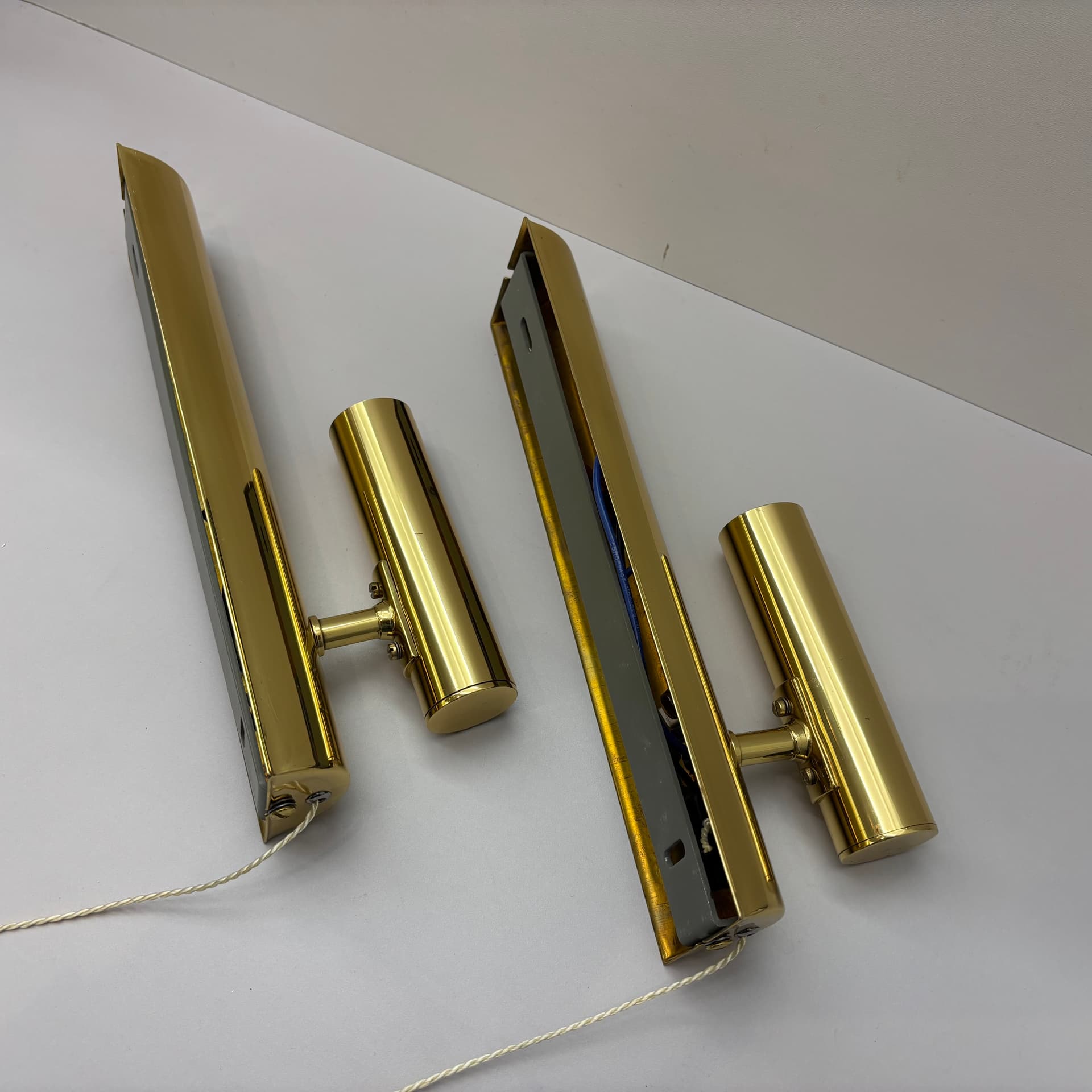 Pair of wall sconces, golden brass, Germany, 1970s. - 104829