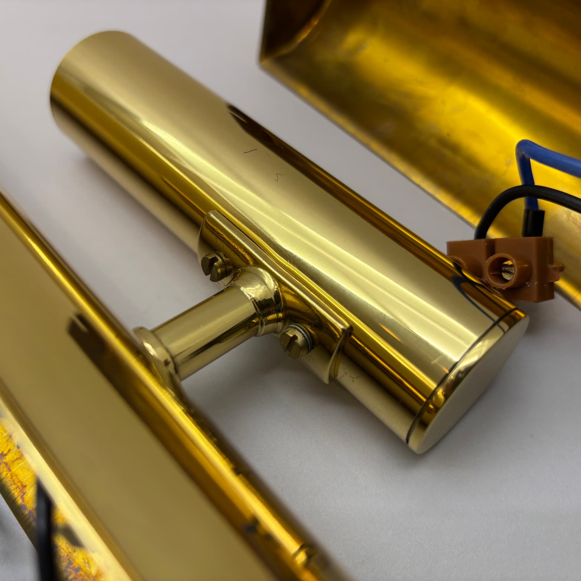 Pair of wall sconces, golden brass, Germany, 1970s. - 104832