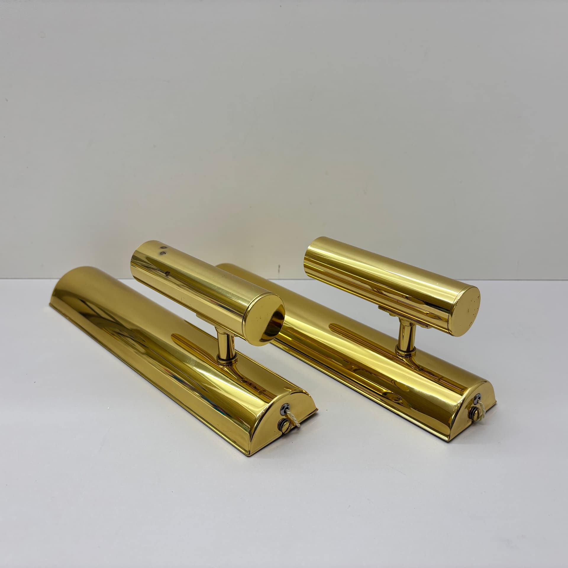 Pair of wall sconces, golden brass, Germany, 1970s. - 104826