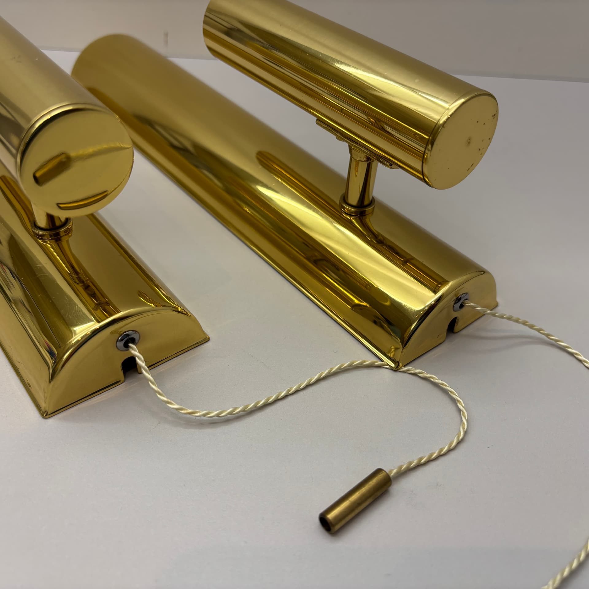 Pair of wall sconces, golden brass, Germany, 1970s. - 104831