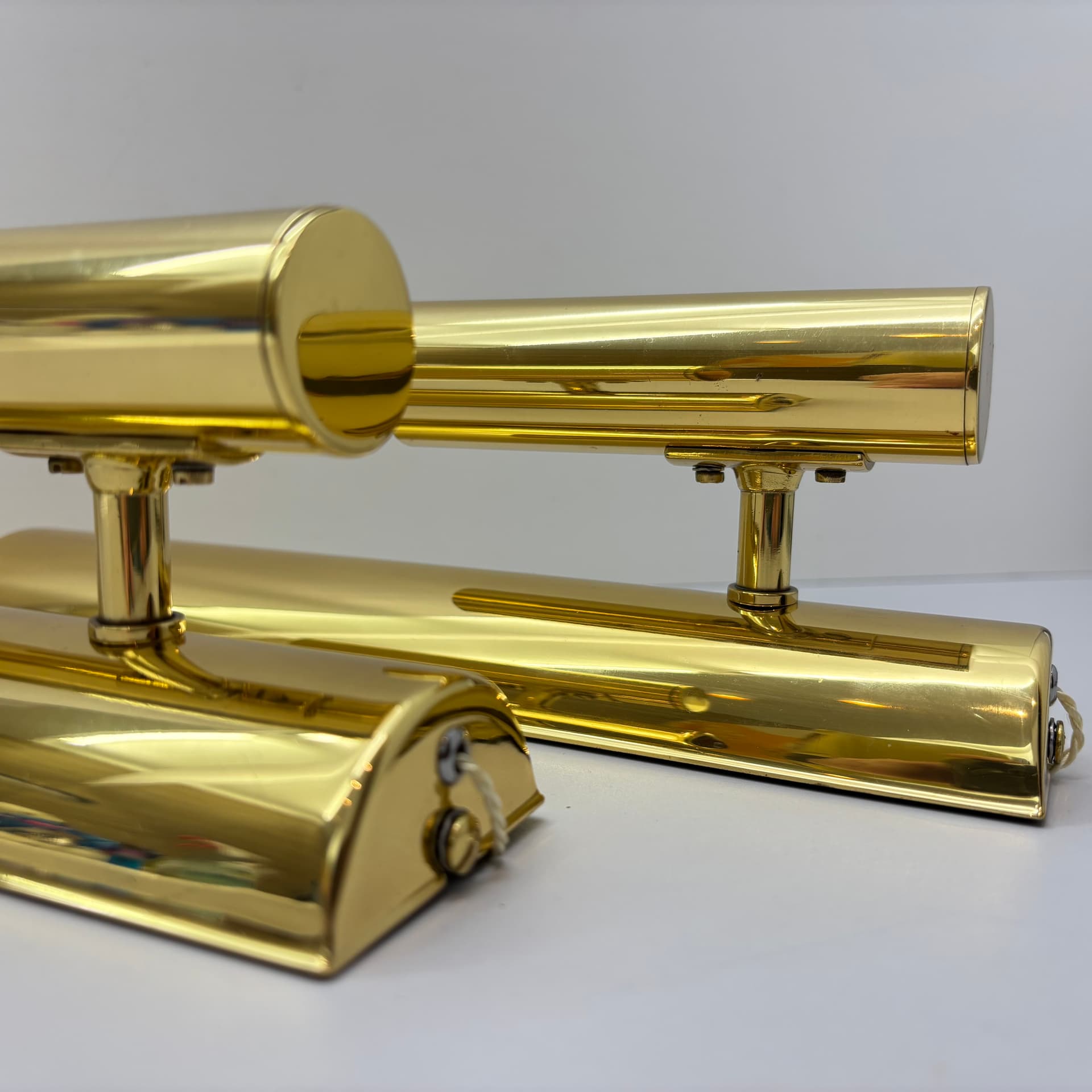 Pair of wall sconces, golden brass, Germany, 1970s. - 104825