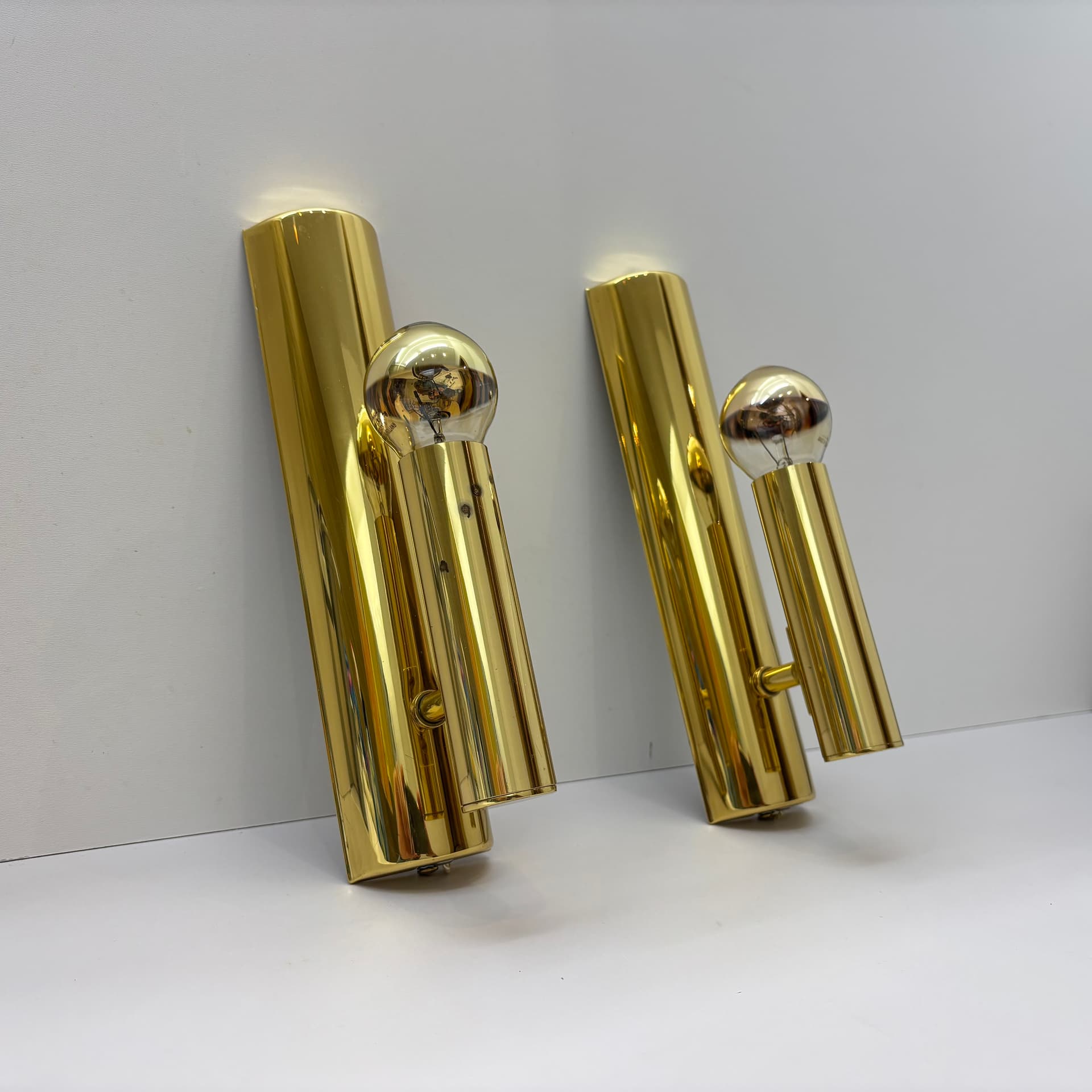 Pair of wall sconces, golden brass, Germany, 1970s. - 104823