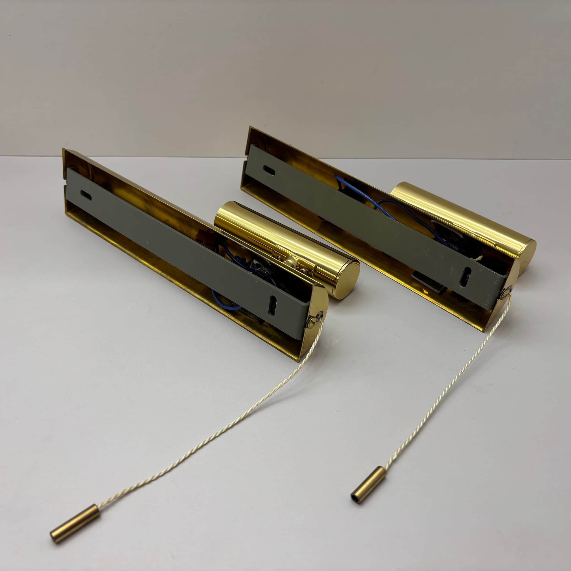 Pair of wall sconces, golden brass, Germany, 1970s. - 104830