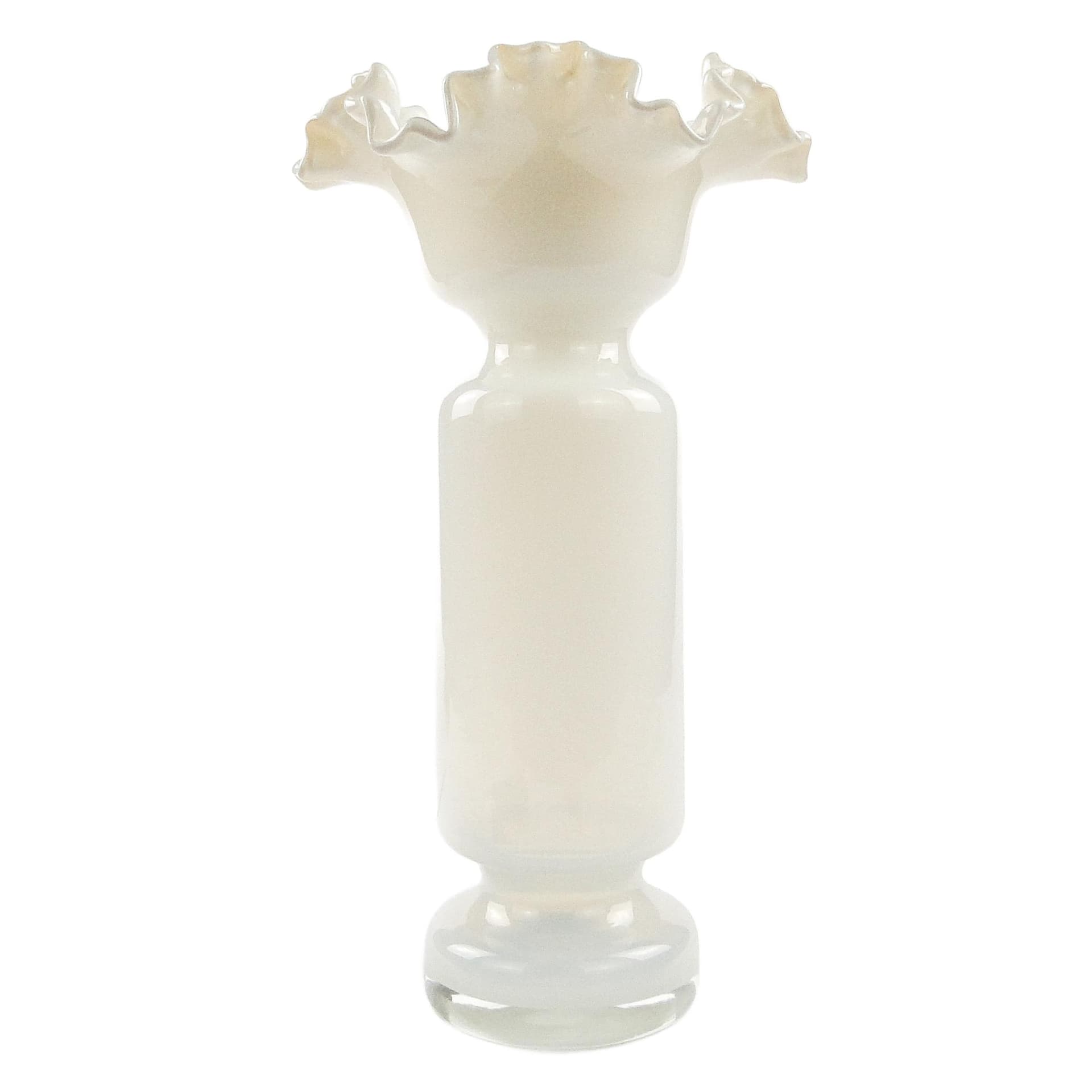 Ruffled vase, mid-century modern, glass, by L. Fiedorowicz, Poland, 1970s.