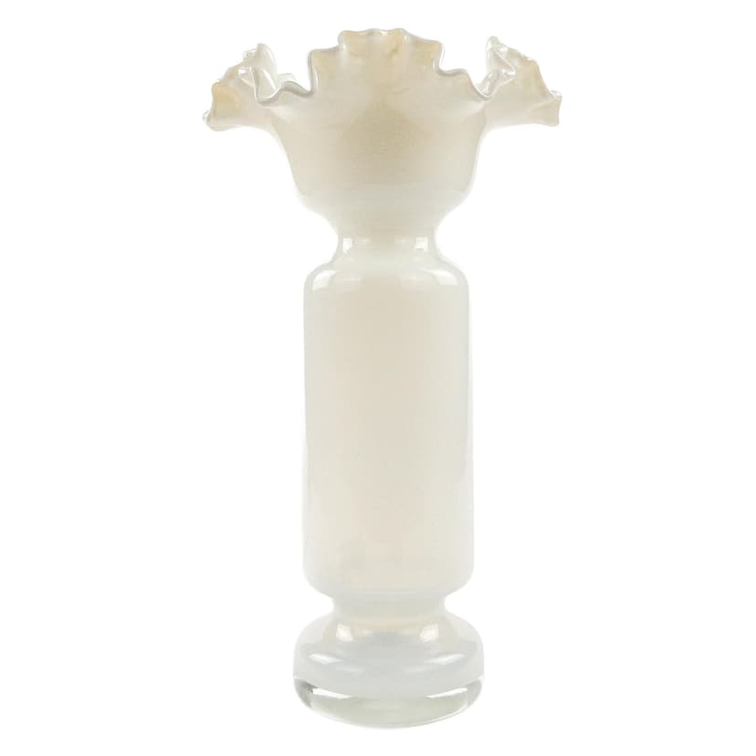 Ruffled vase, mid-century modern, glass, by L. Fiedorowicz, Poland, 1970s.