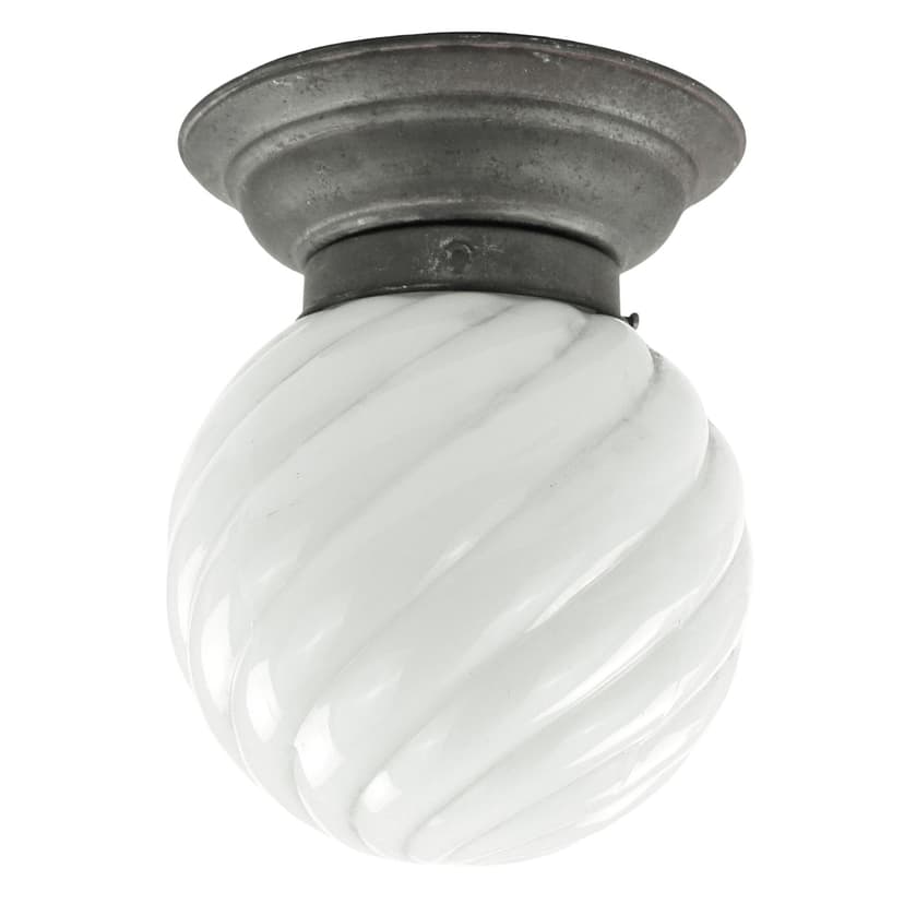 Plafon Art Deco, szkło białe, Polska, lata 30.