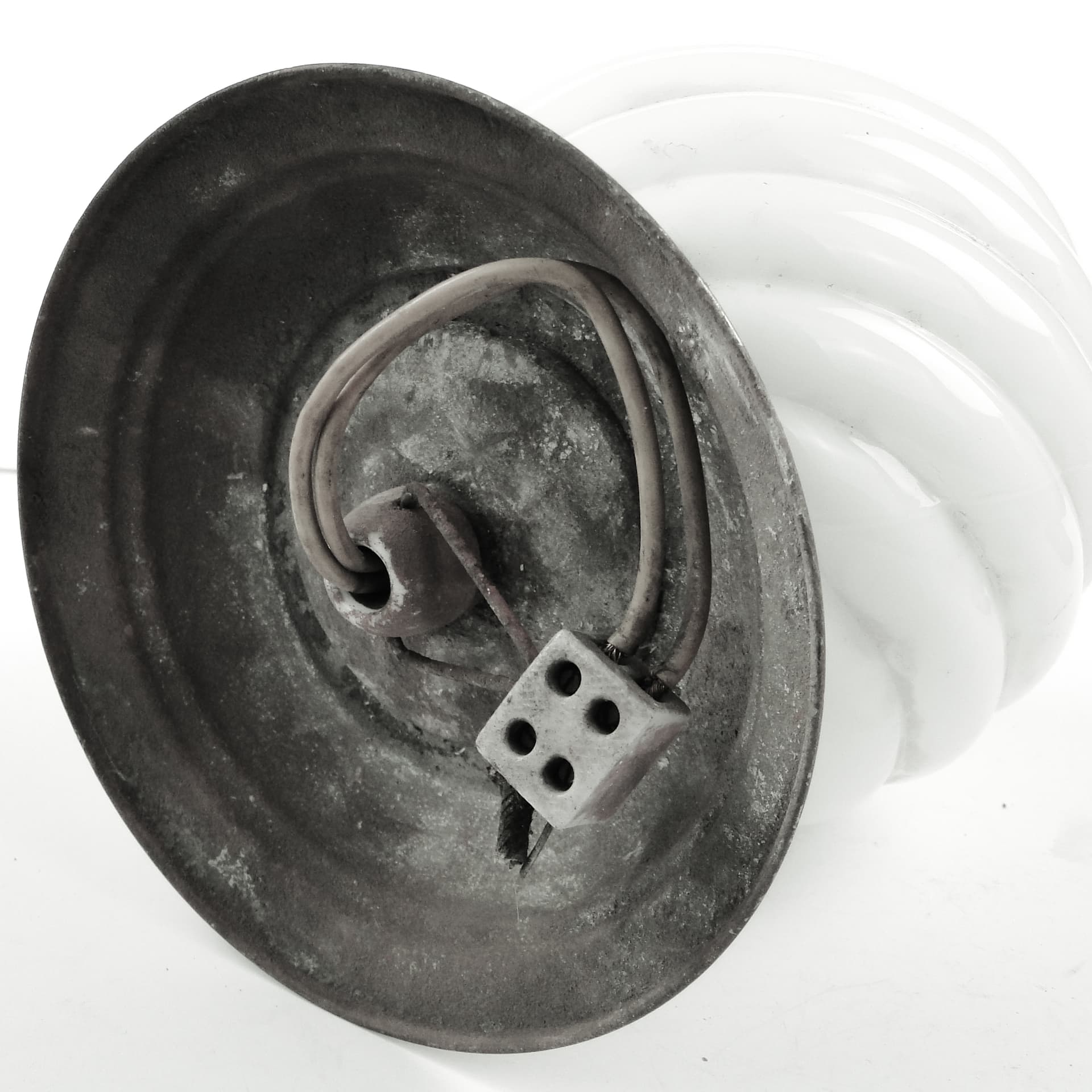 Plafon Art Deco, szkło białe, Polska, lata 30. - 104929