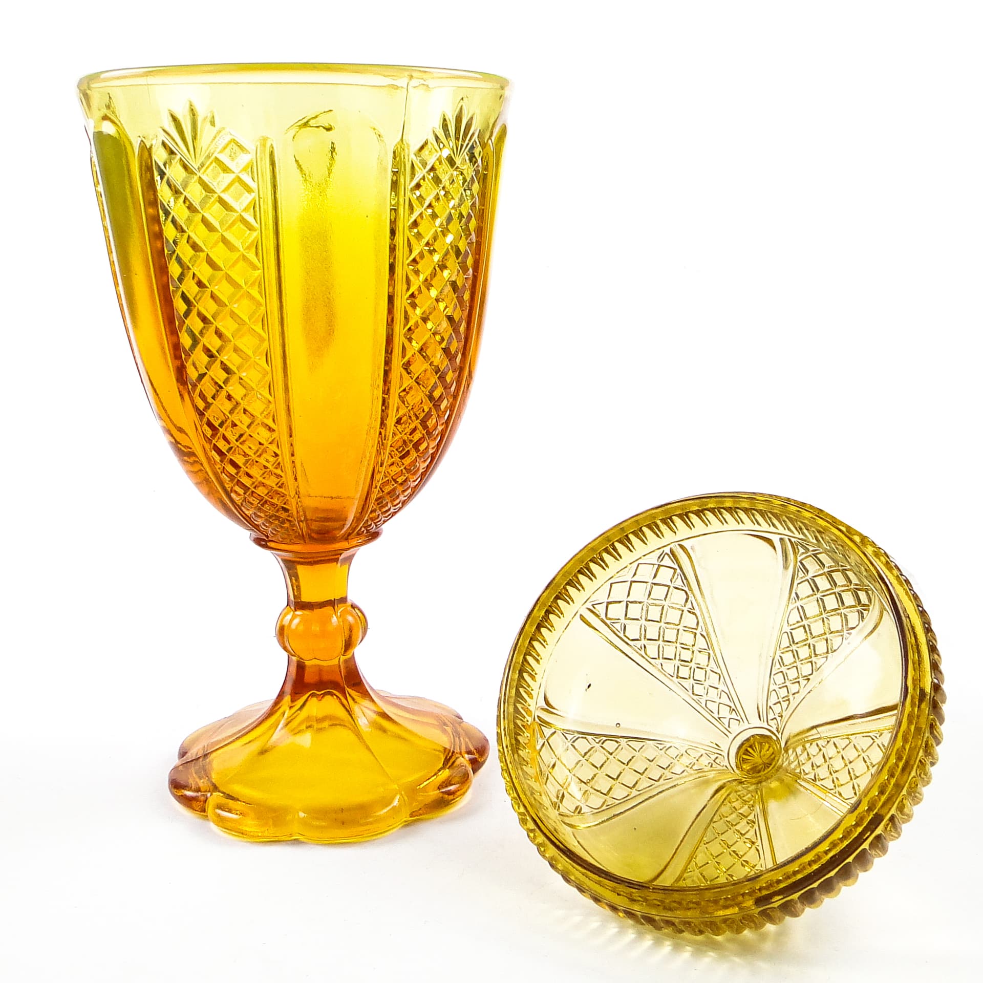 Bomboniera Art Deco, szkło prasowane, Ząbkowice, Polska, lata 70. - 104984