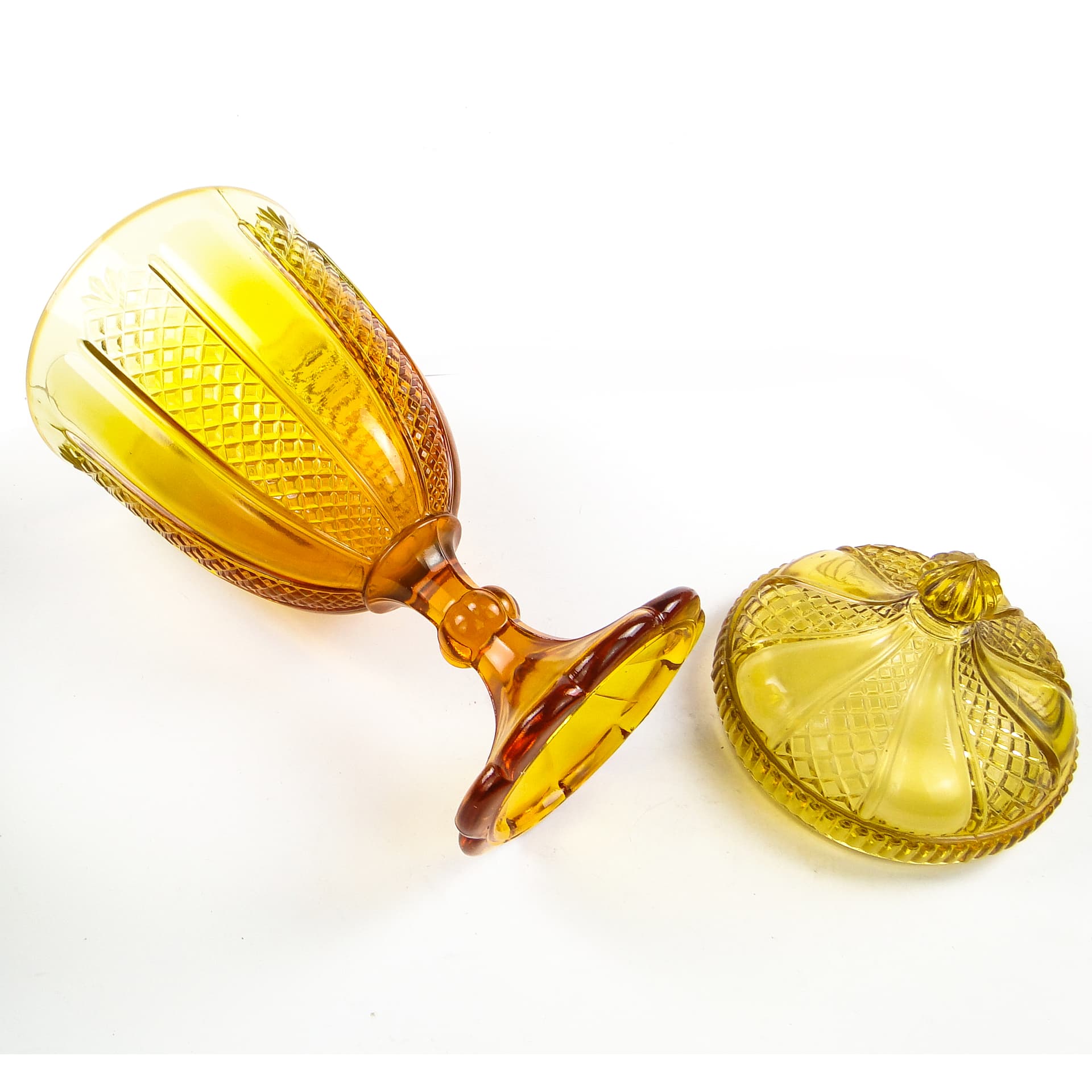 Bomboniera Art Deco, szkło prasowane, Ząbkowice, Polska, lata 70. - 104988