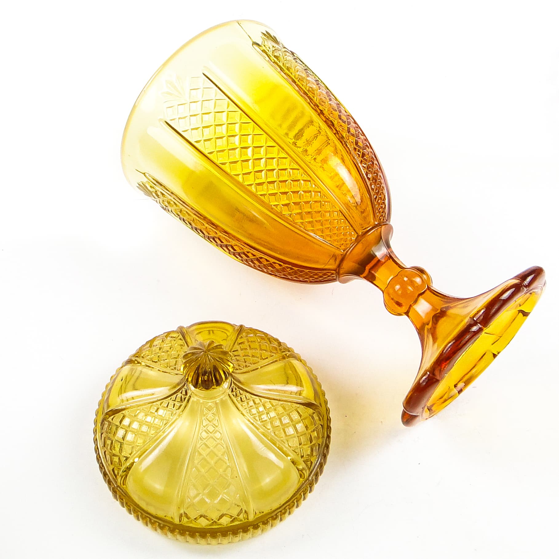 Bomboniera Art Deco, szkło prasowane, Ząbkowice, Polska, lata 70. - 104987