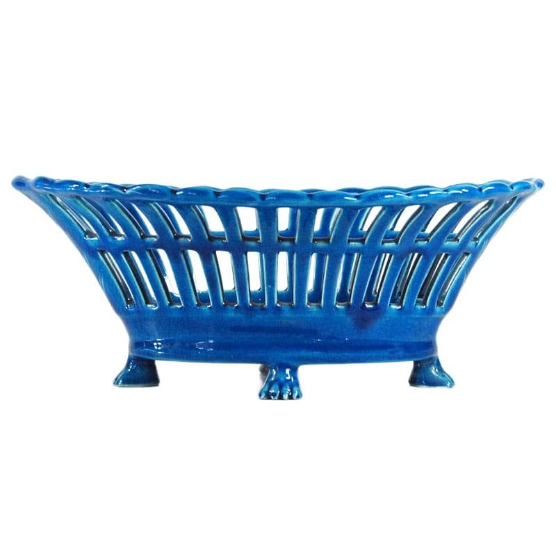 Turkusowy ceramiczny kosz na owoce, Francja, XXI wiek - 7430