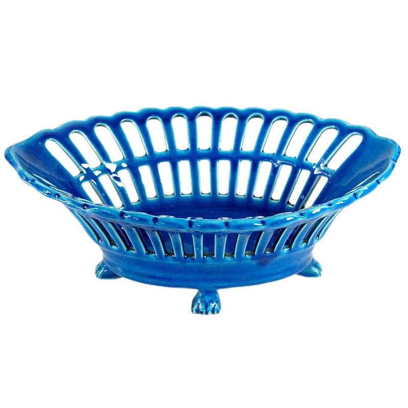 Turkusowy ceramiczny kosz na owoce, Francja, XXI wiek - 7429