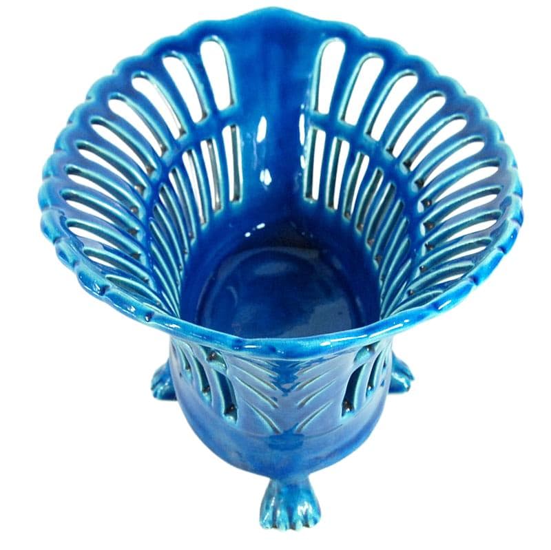 Turkusowy ceramiczny kosz na owoce, Francja, XXI wiek - 7431