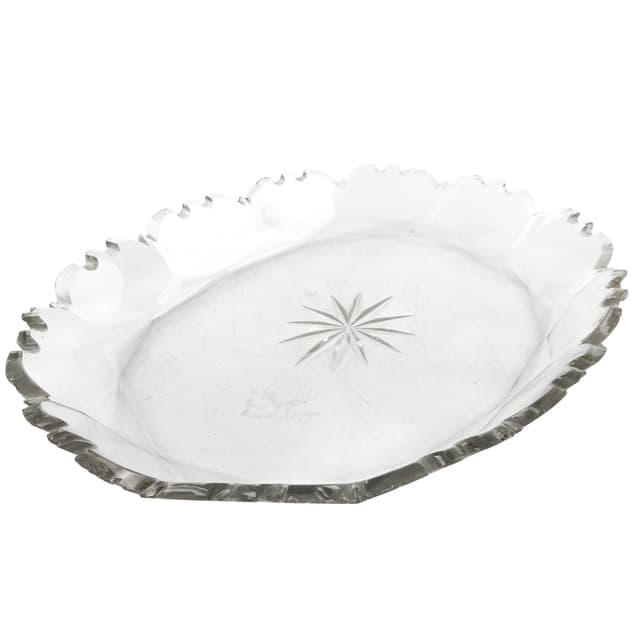 Biedermeier platter, transparent crystal, Czech Republic, 19th c. - DIMENSION