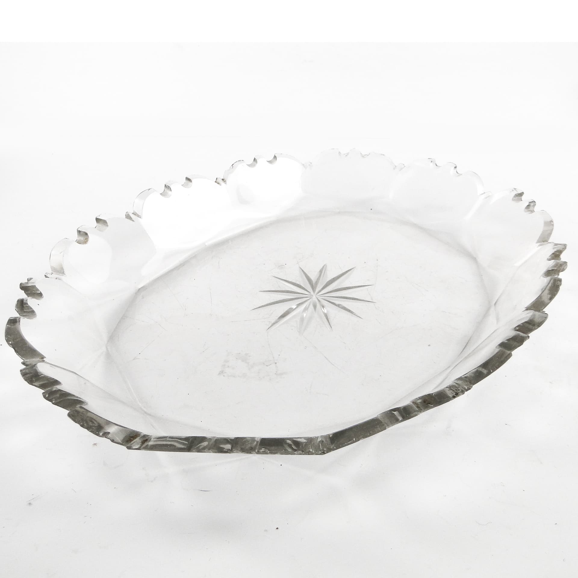 Biedermeier platter, transparent crystal, Czech Republic, 19th c. - 105108