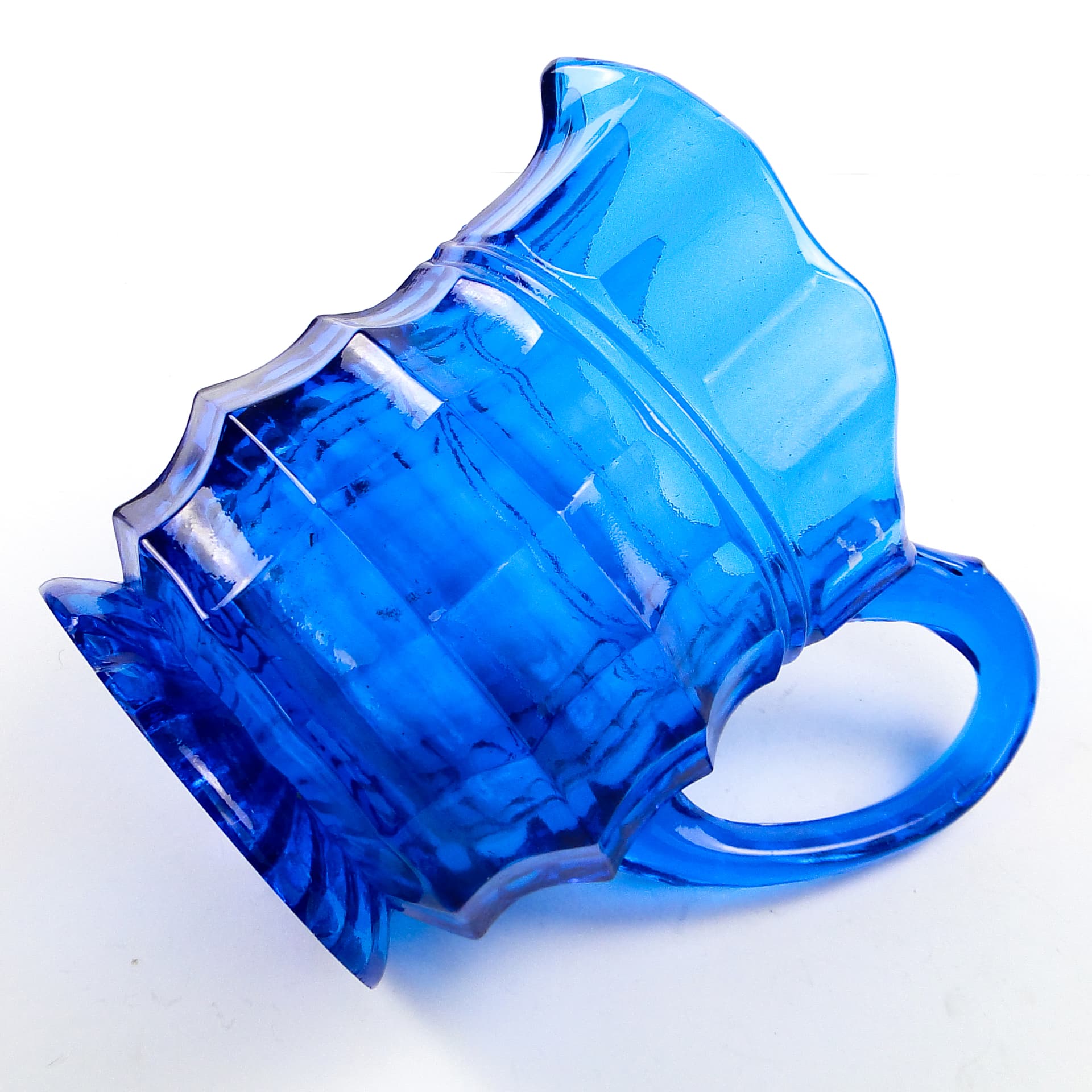 Mlecznik Art Deco, szkło kobaltowe, Belgia, lata 30. - 105267