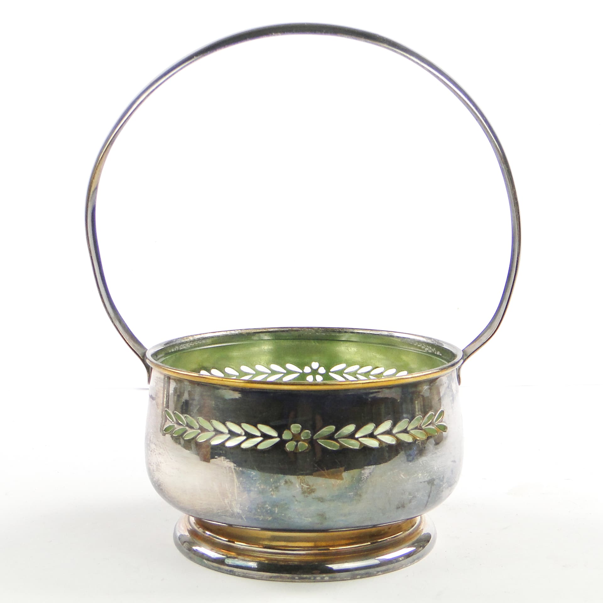 Cukiernica Art Nouveau, mosiądz srebrzony, Węgry, lata 30. - 105340