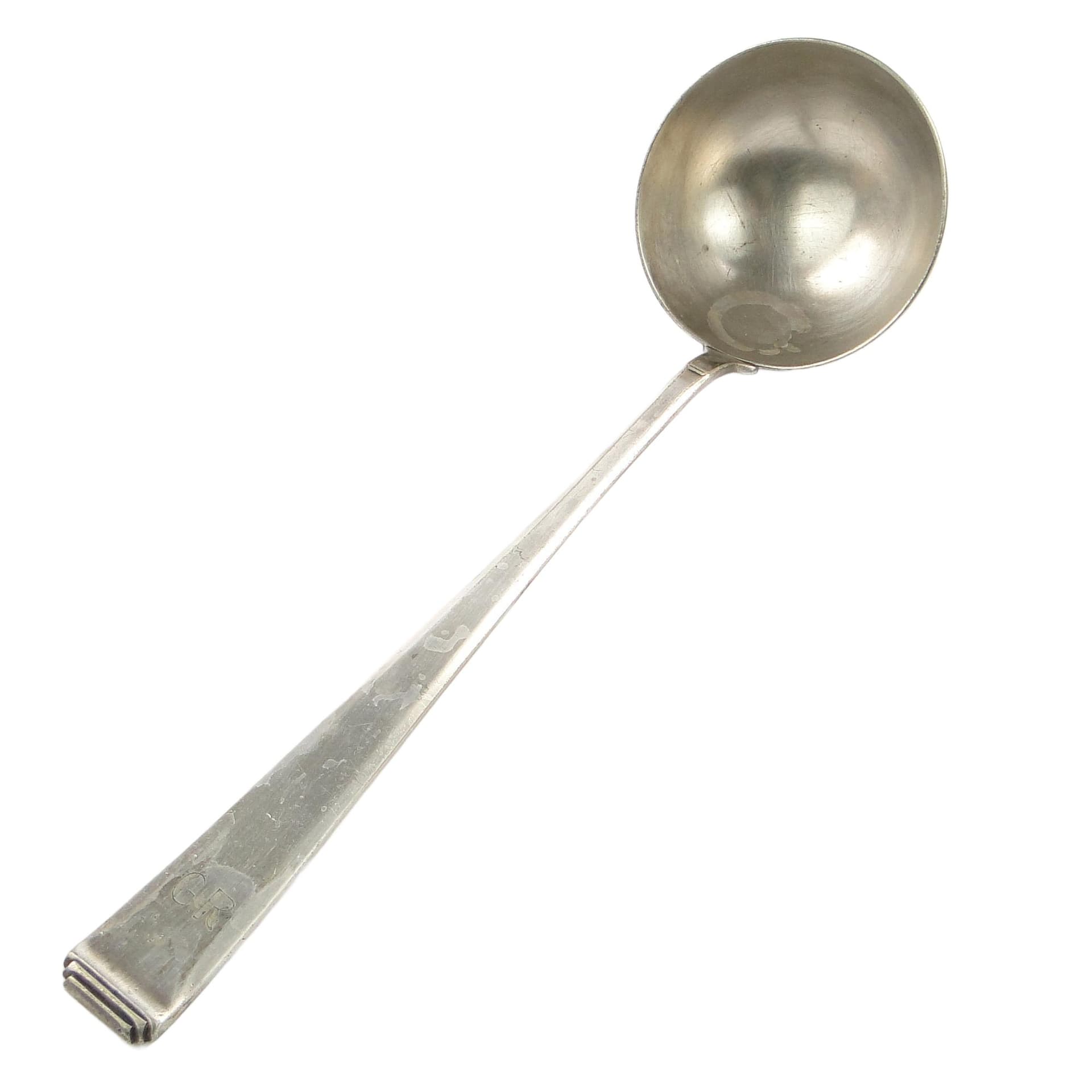 Art Nouveau soup ladle, silver-plated alpacca, Kummer, Poland, 1920s.
