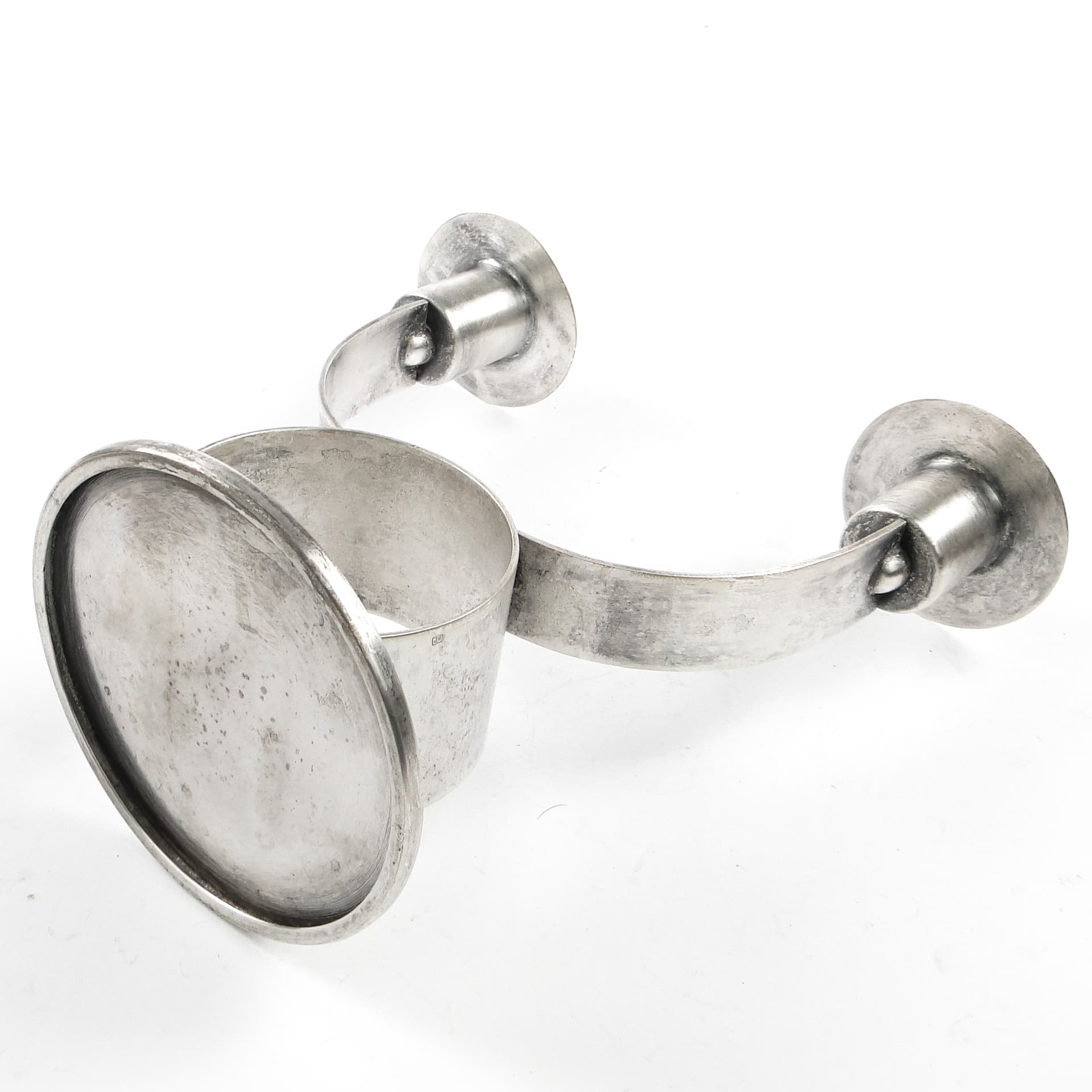 Świecznik dwuramienny Art Deco, metal, WMF, Niemcy, lata 30. - 105528