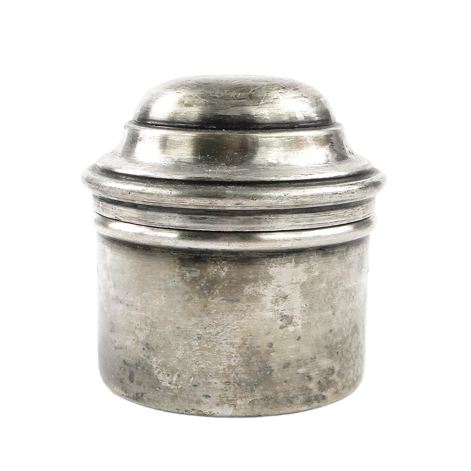 Eclectic pillbox, silver-plated brass, Poland, 19th c.