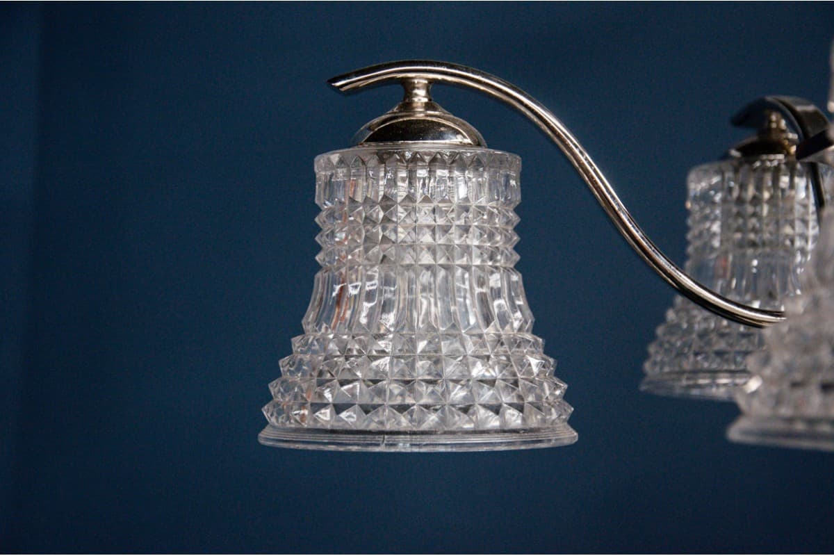 Silver Pendant Lamp, Poland, 1950s - 58547