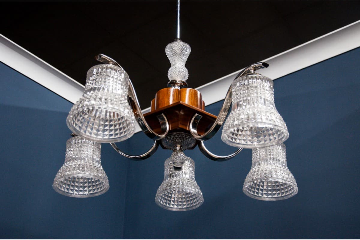 Silver Pendant Lamp, Poland, 1950s - 58548