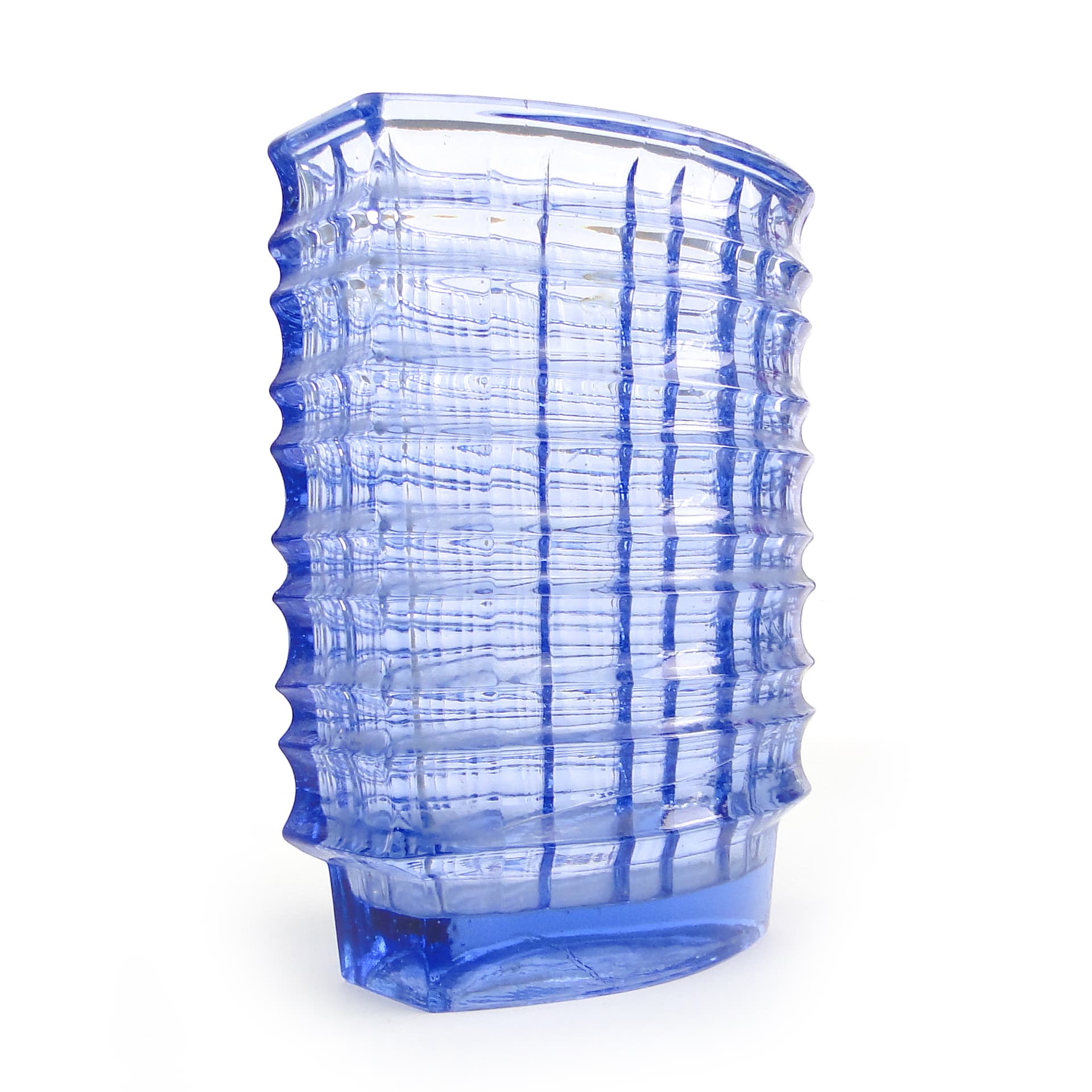 Wazon Optyczny, mid-century modern, szkło transparentne, proj. J. Drost, Ząbkowice, Polska, lata 70. - 105784