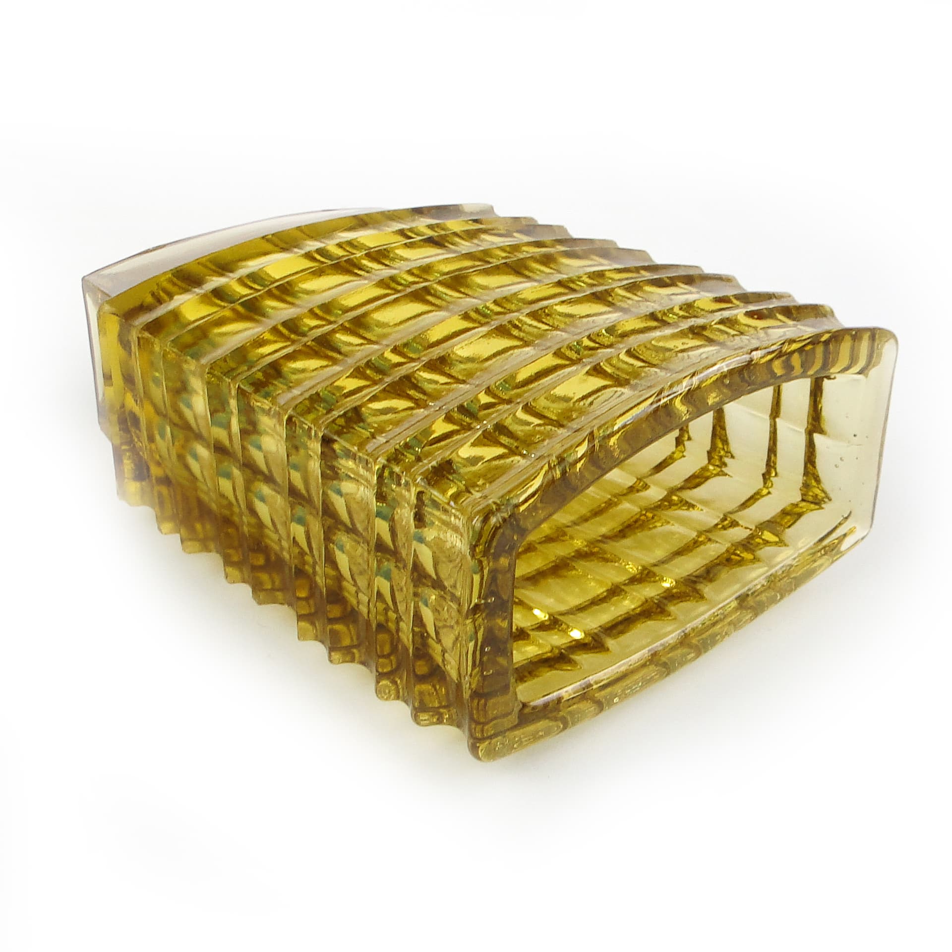 Wazon Optyczny, modernizm, szkło oliwkowe, proj. J. Drost, Ząbkowice, Polska, lata 70. - 105806