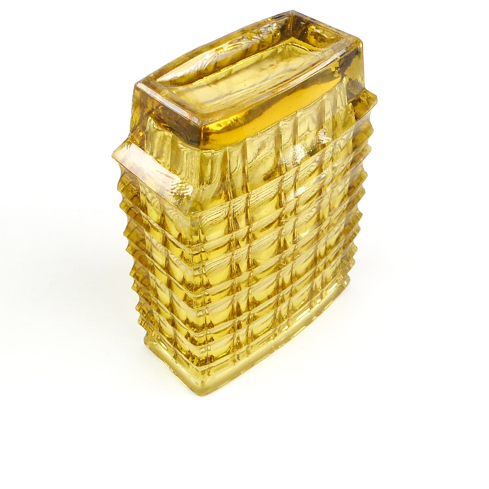 Wazon Optyczny, modernizm, szkło oliwkowe, proj. J. Drost, Ząbkowice, Polska, lata 70. - 105805