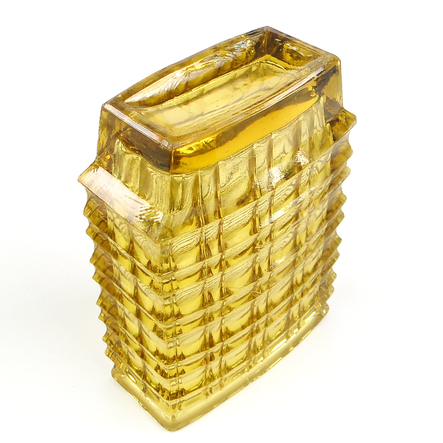 Wazon Optyczny, modernizm, szkło oliwkowe, proj. J. Drost, Ząbkowice, Polska, lata 70. - 105802