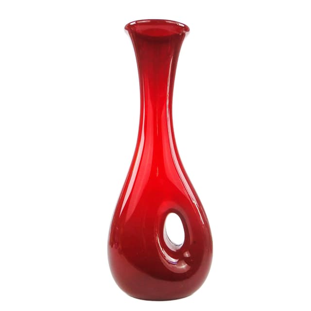 Wazon mid-century modern, szkło czerwone, Polska, lata 70. - WYMIARY