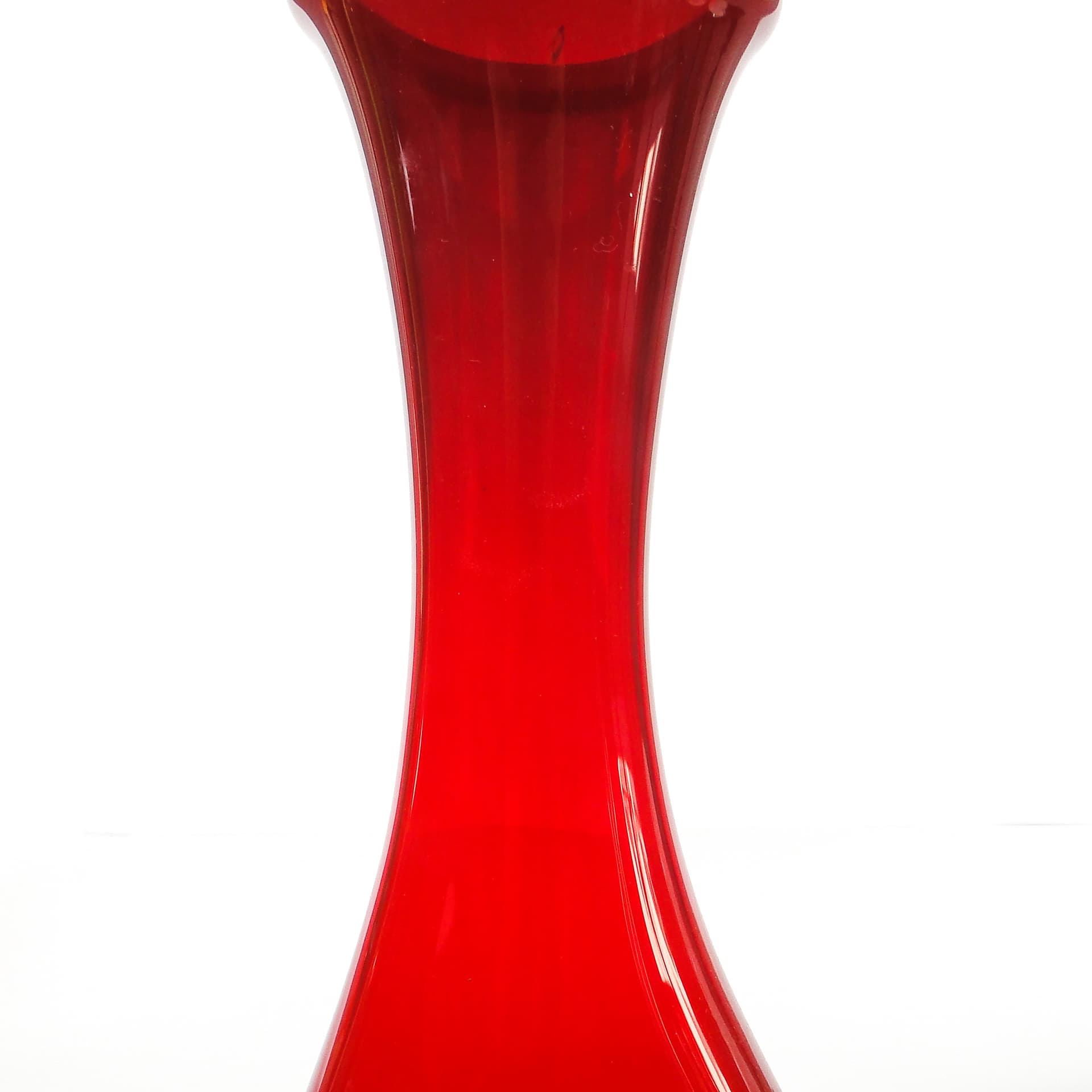 Wazon mid-century modern, szkło czerwone, Polska, lata 70. - 105991