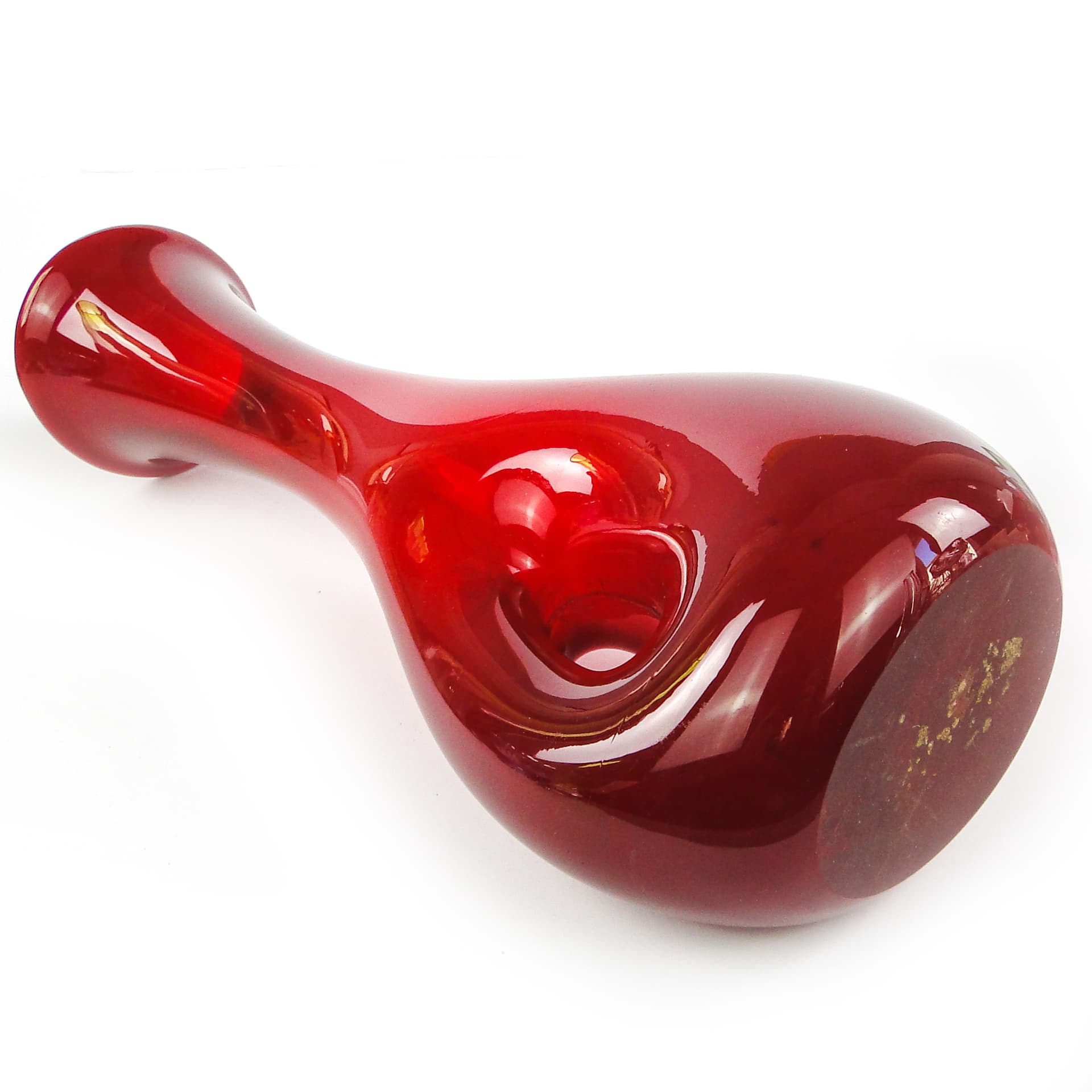 Wazon mid-century modern, szkło czerwone, Polska, lata 70. - 105996