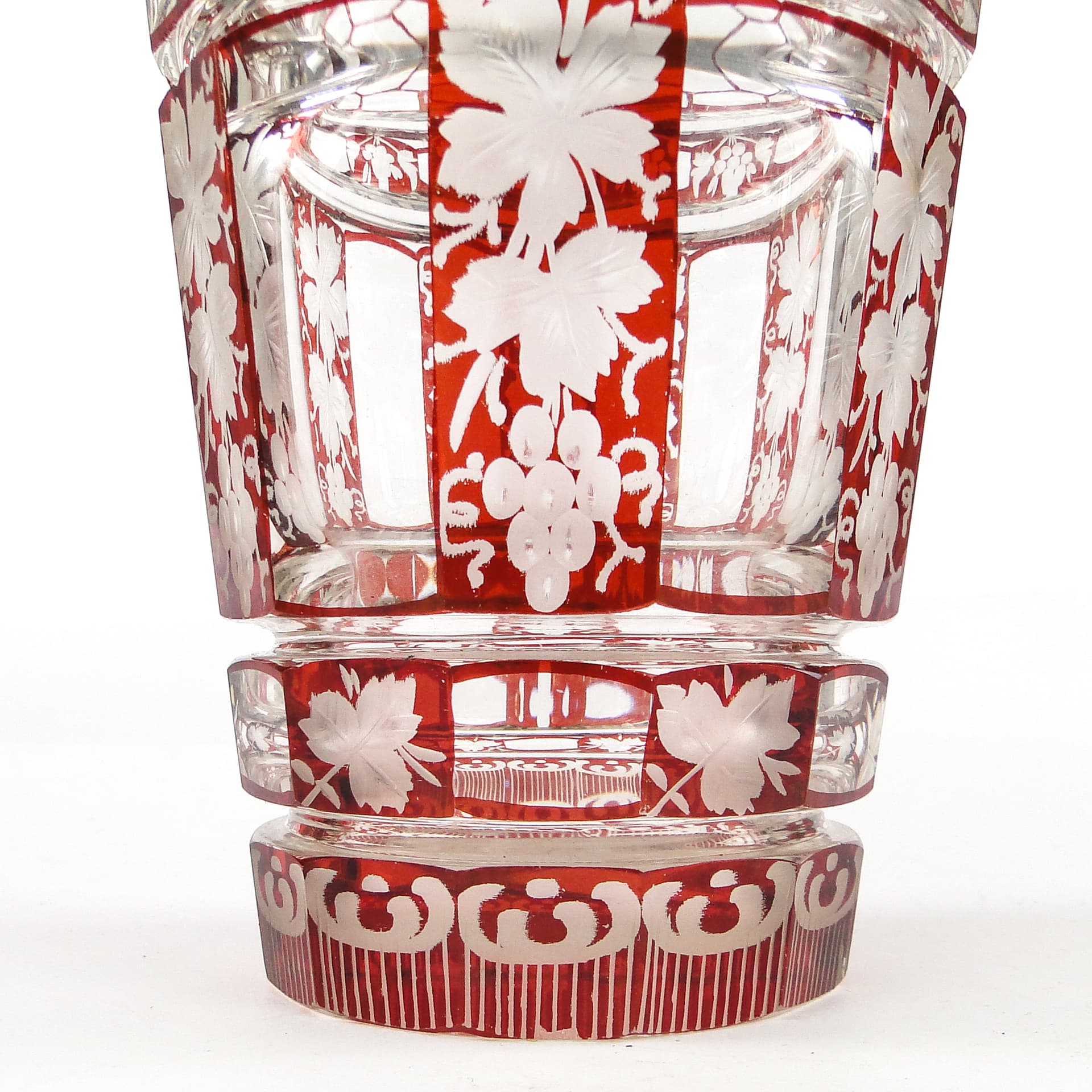 Wazon biedermeier, kryształ dwuwarstwowy, Bohemia, Czechy, XIX w. - 106256