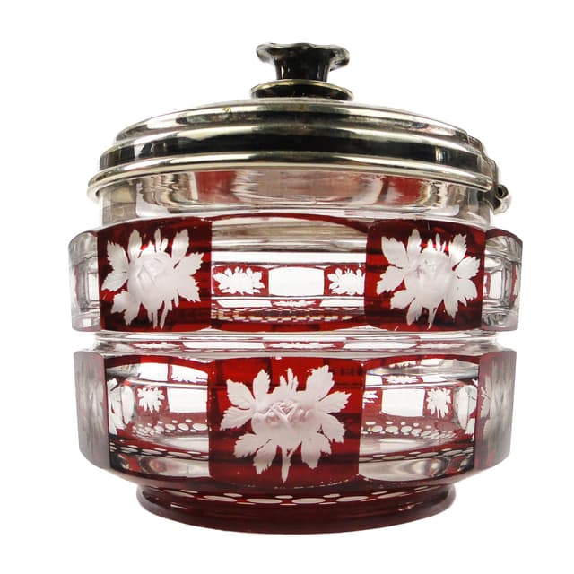 Bomboniera biedermeier, kryształ, Bohemia, Czechy, XIX w. - WYMIARY