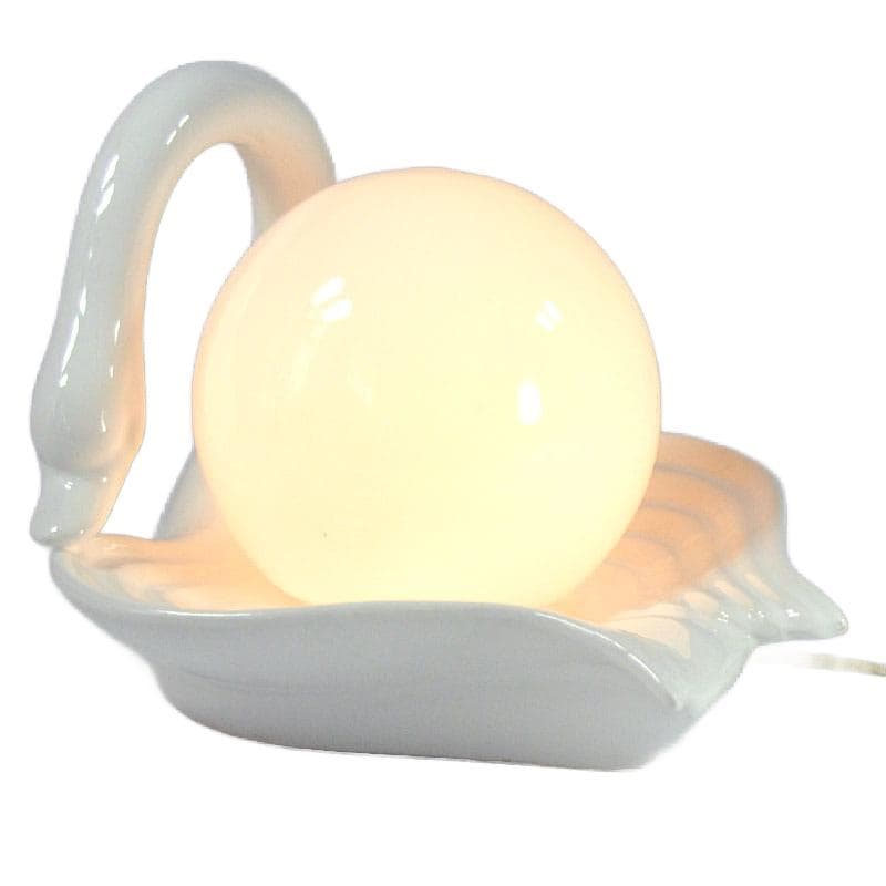 Biała lampa stołowa z ceramiki, styl mid-century modern, lata 80. - 7448