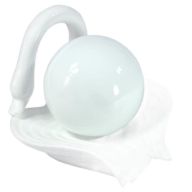 Biała lampa stołowa z ceramiki, styl mid-century modern, lata 80. - WYMIARY