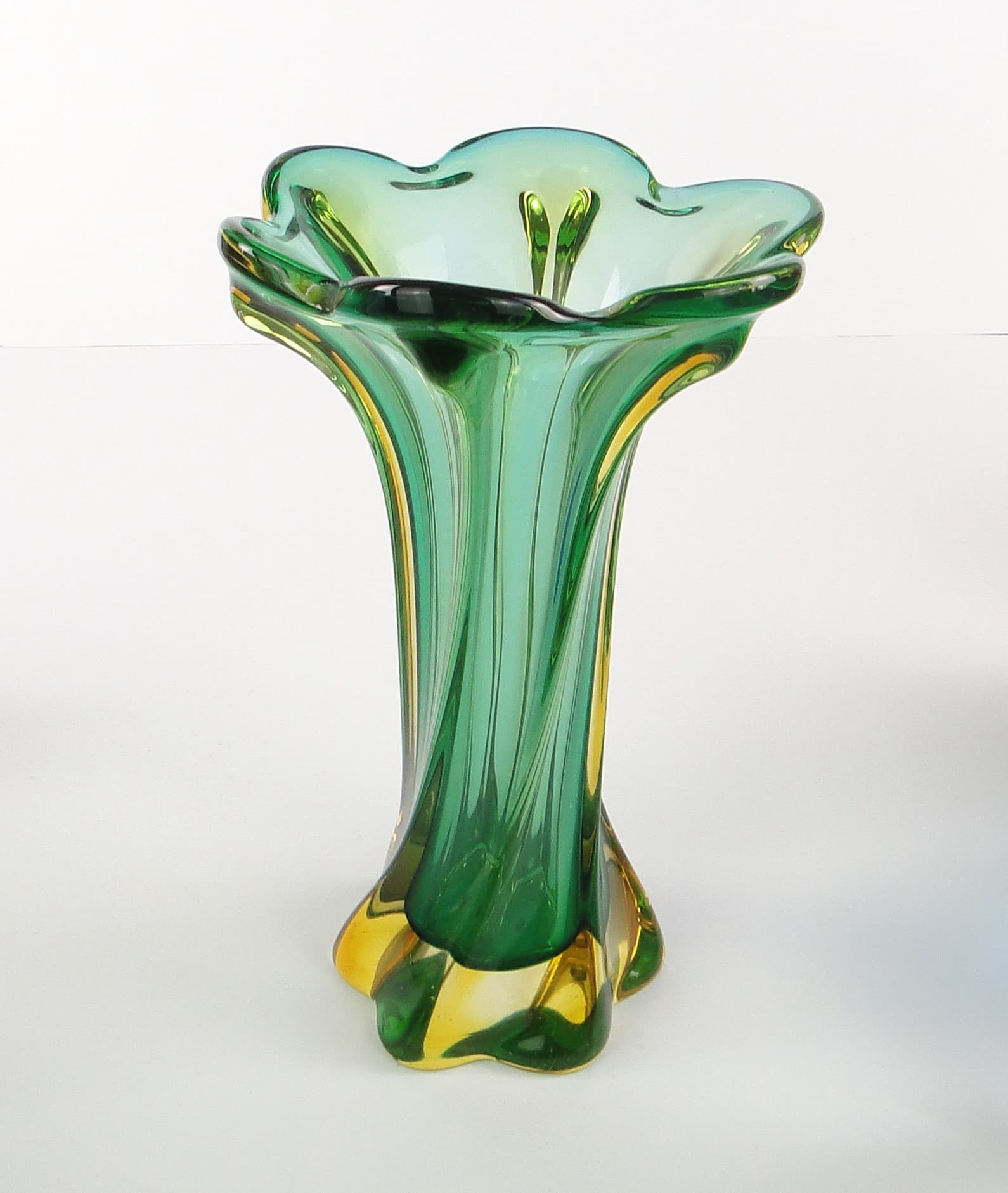 Wazon Murano Sommerso, mid-century modern, szkło, proj. F. Poli, Włochy, lata 50. - 106410