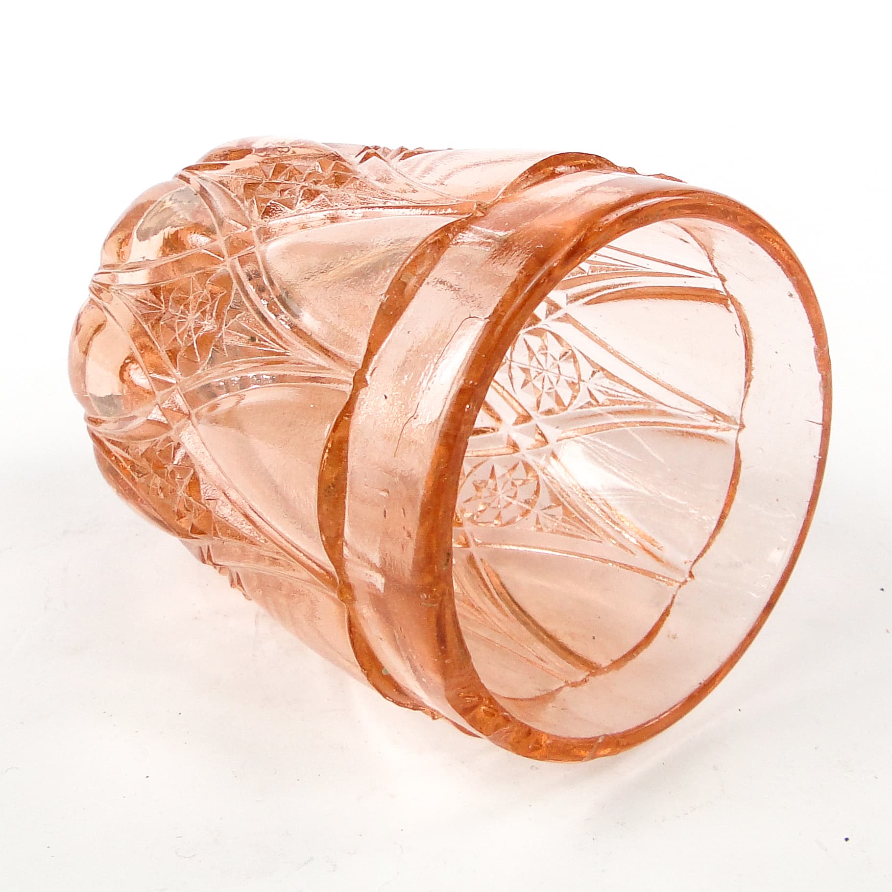 Mid-century modern vase, pressed Rosalina glass, Poland, 1950s. - 106743