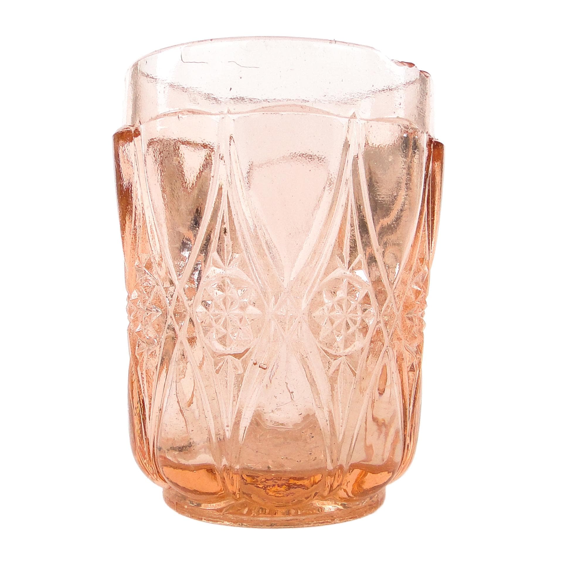 Mid-century modern vase, pressed Rosalina glass, Poland, 1950s.