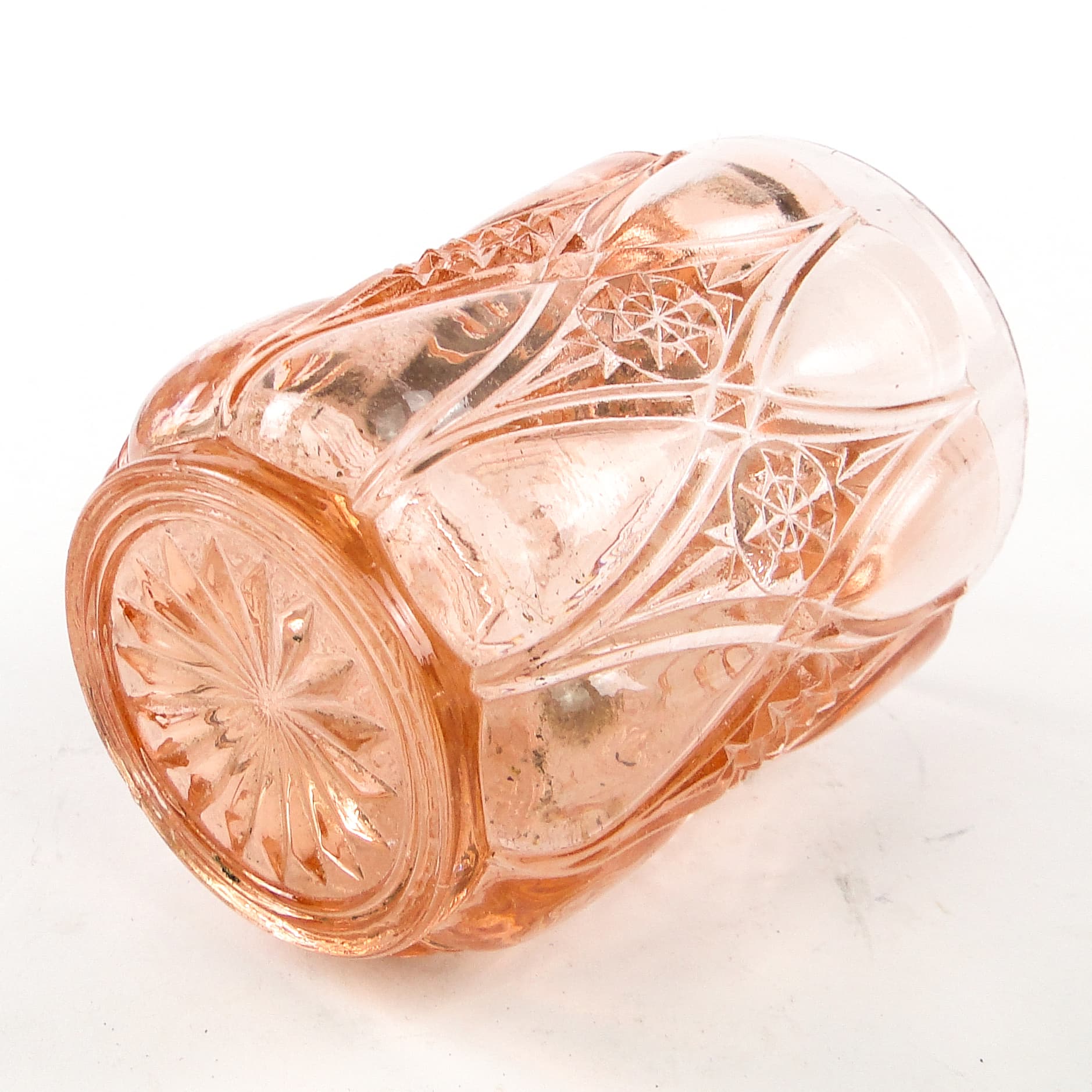 Mid-century modern vase, pressed Rosalina glass, Poland, 1950s. - 106742