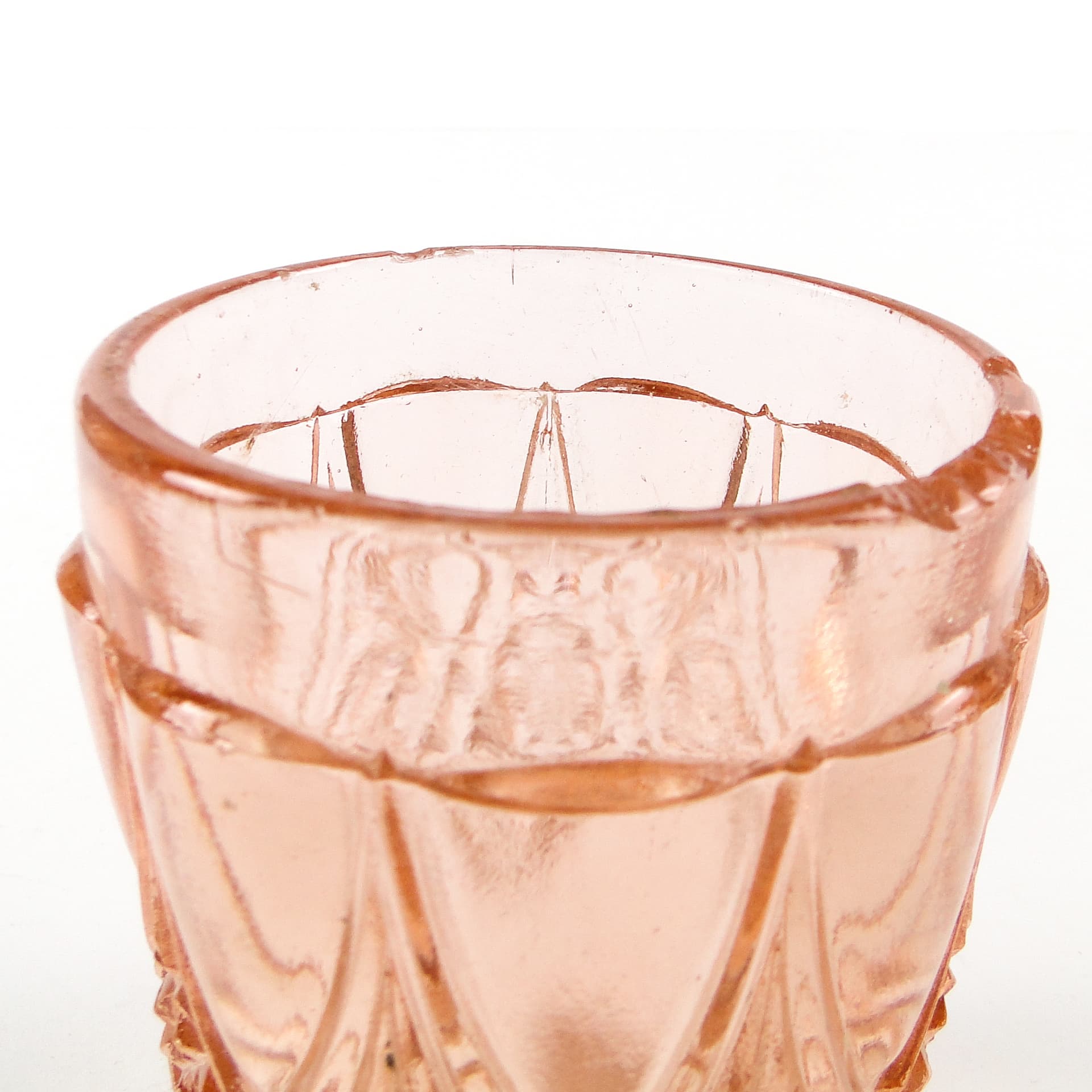 Mid-century modern vase, pressed Rosalina glass, Poland, 1950s. - 106741