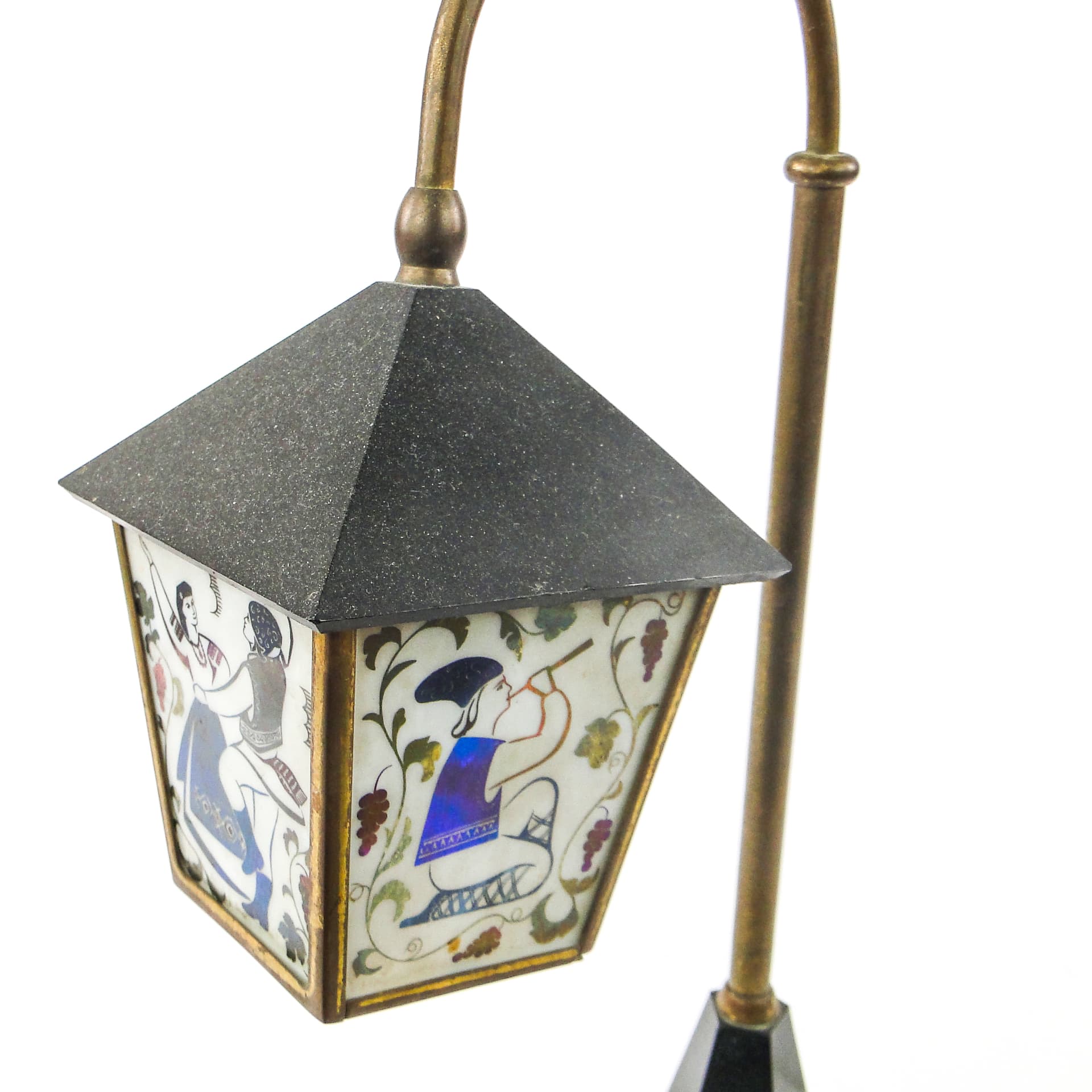 Folk table lamp, bakelite, brass, stone, USSR, 1950s. - 106865